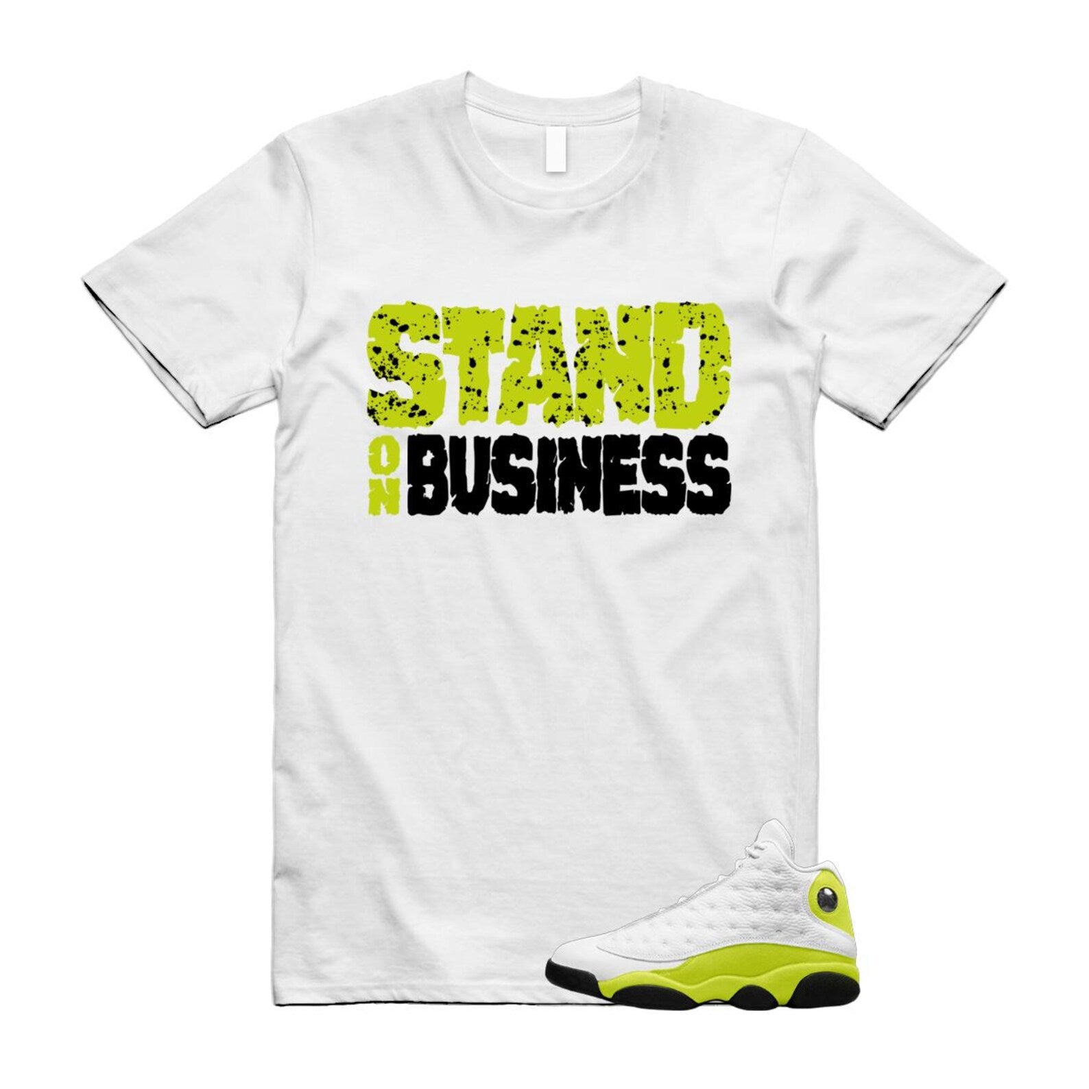 13 Bright Cactus White Black T Shirt Match SOB, 414571-131 T-Shirt, Sneaker Match Tee