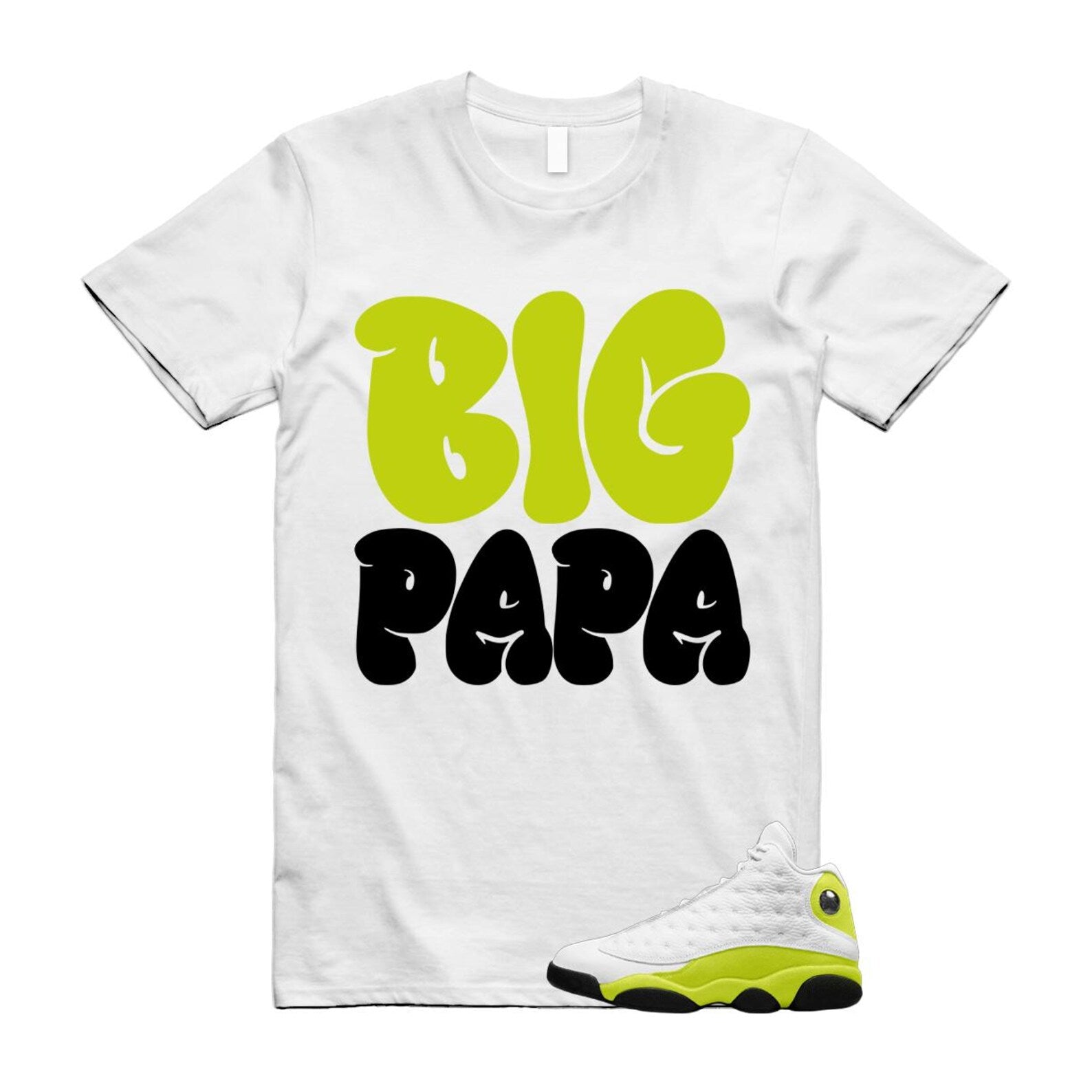 13 Bright Cactus White Black T Shirt Match PAPA, 414571-131 T-Shirt, Sneaker Match Tee