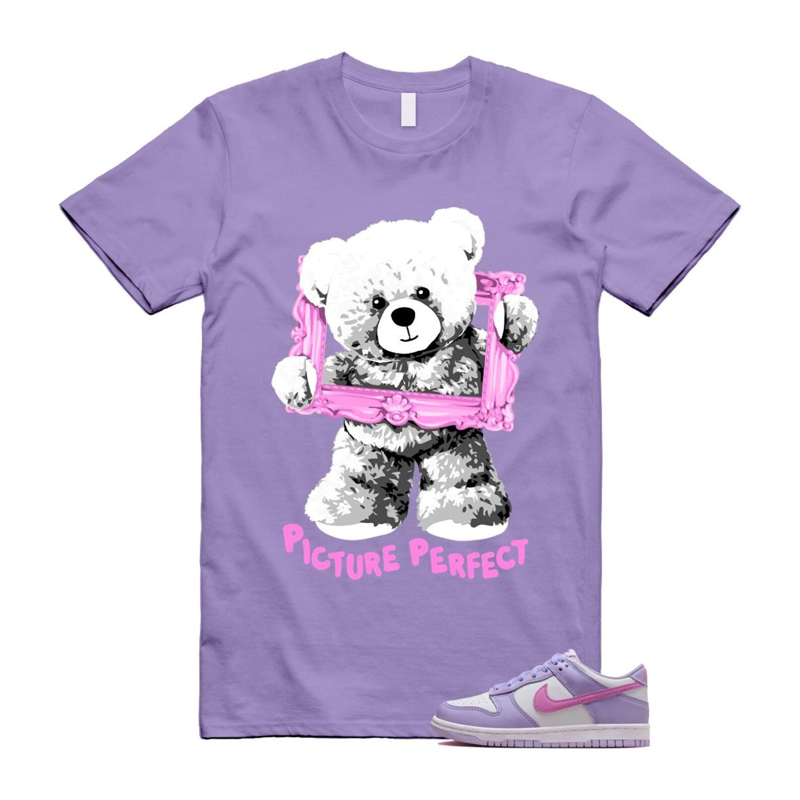 Dunk Lilac Bloom Pink Purple White T Shirt Match PIC HQ1185-161 T-Shirt, Sneaker Match Tee
