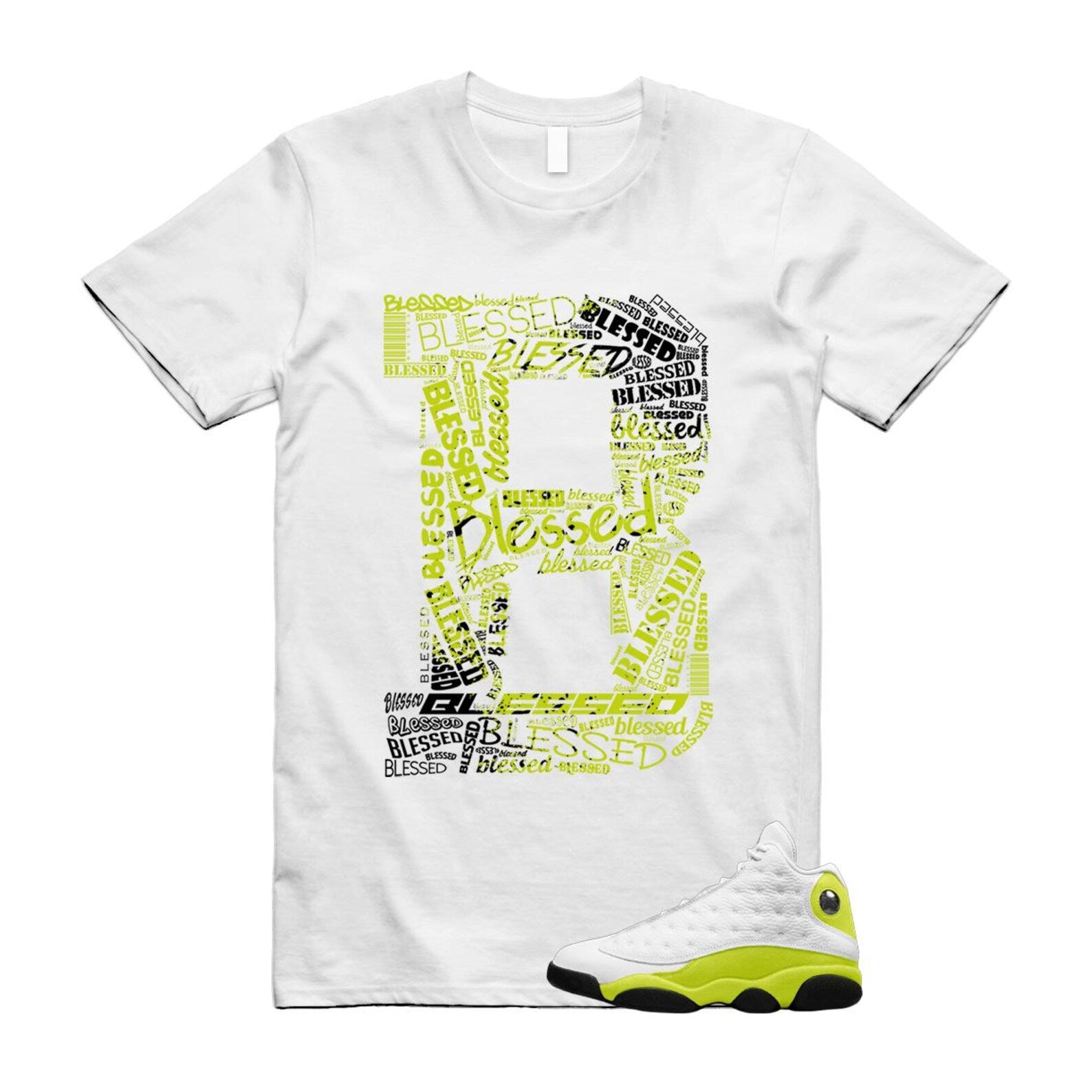 13 Bright Cactus White Black T Shirt Match B BLS, 414571-131 T-Shirt, Sneaker Match Tee