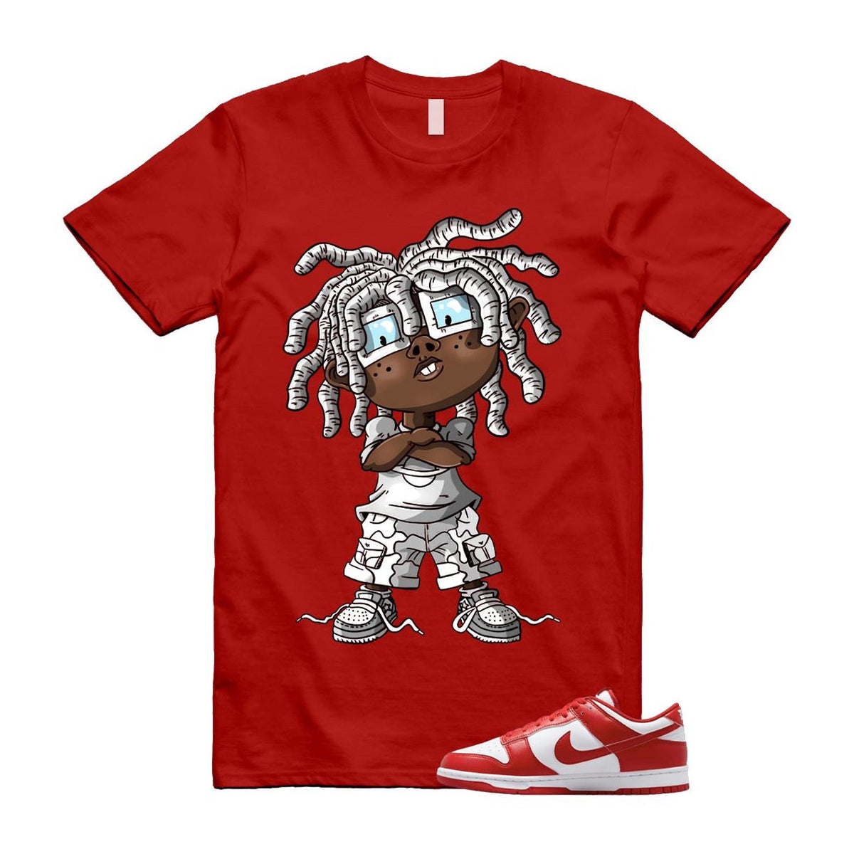 Dunk St Johns University Red White 2025 T Shirt Match CHONGO CU1727-100 T-Shirt, Sneaker Match Tee