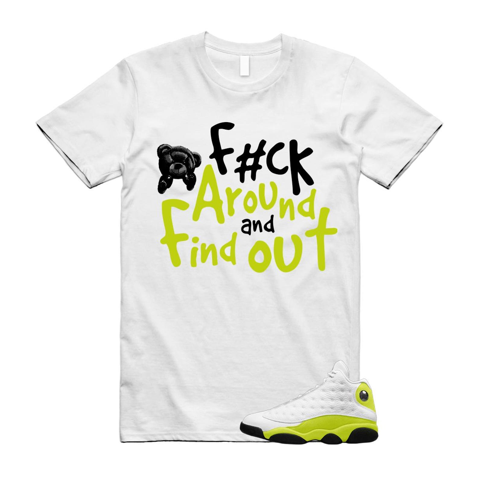 13 Bright Cactus White Black T Shirt Match FCK, 414571-131 T-Shirt, Sneaker Match Tee