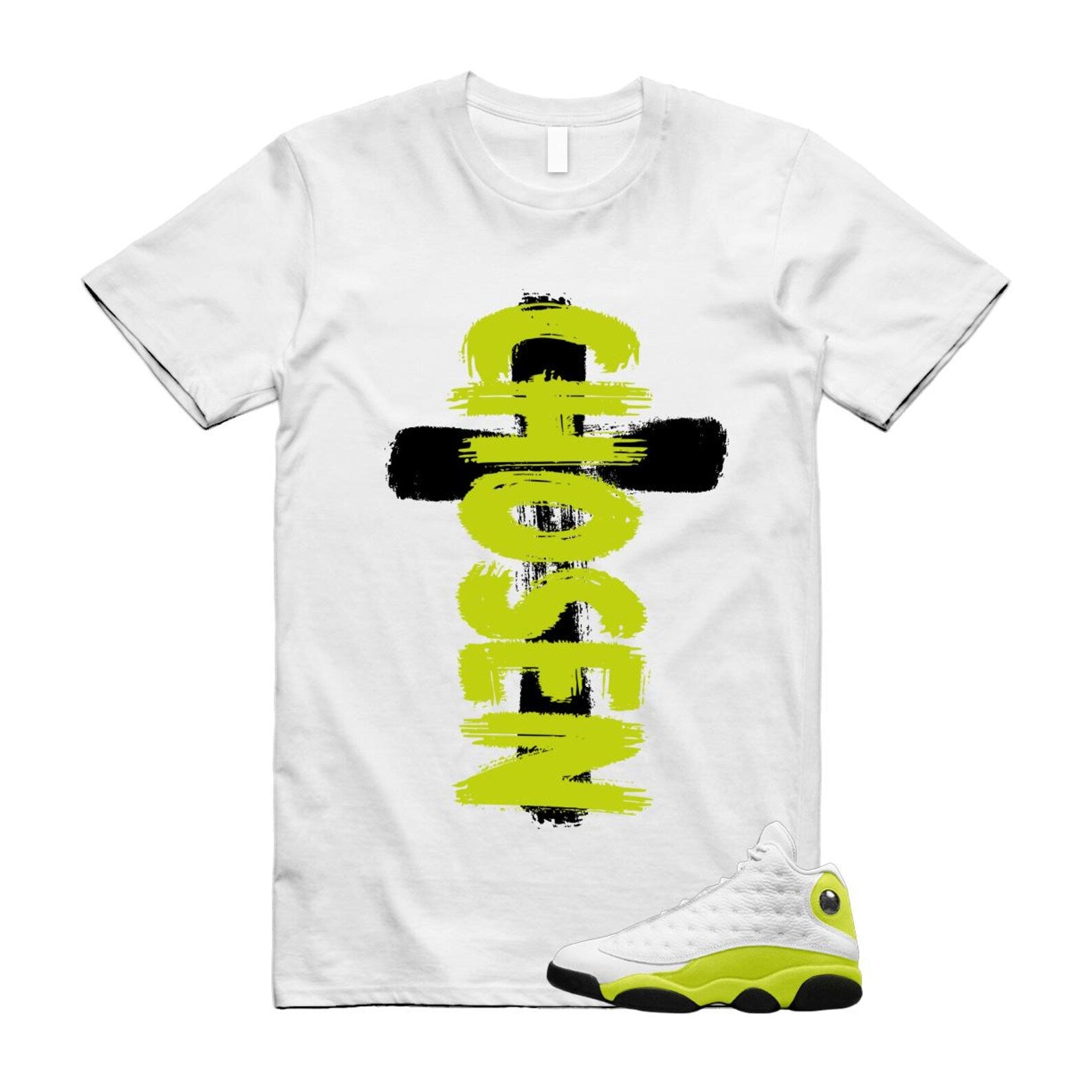 13 Bright Cactus White Black T Shirt Match CHOSEN, 414571-131 T-Shirt, Sneaker Match Tee