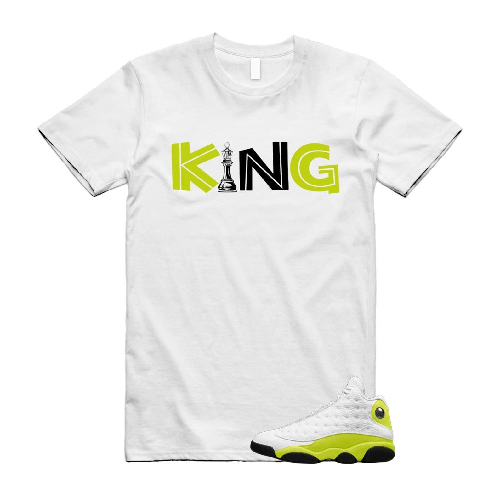 13 Bright Cactus White Black T Shirt Match KING, 414571-131 T-Shirt, Sneaker Match Tee