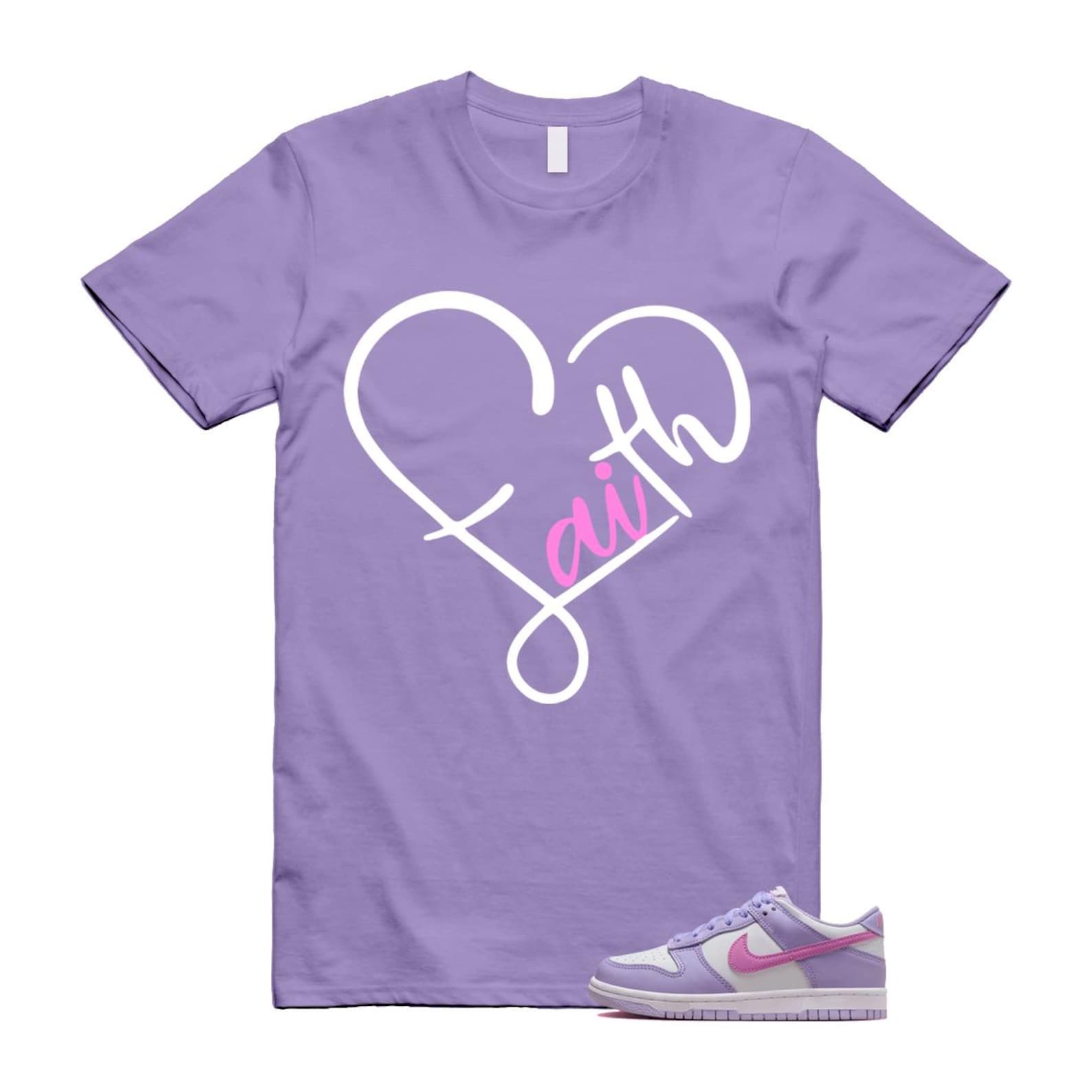 Dunk Lilac Bloom Pink Purple White T Shirt Match FAITH HQ1185-161 T-Shirt, Sneaker Match Tee