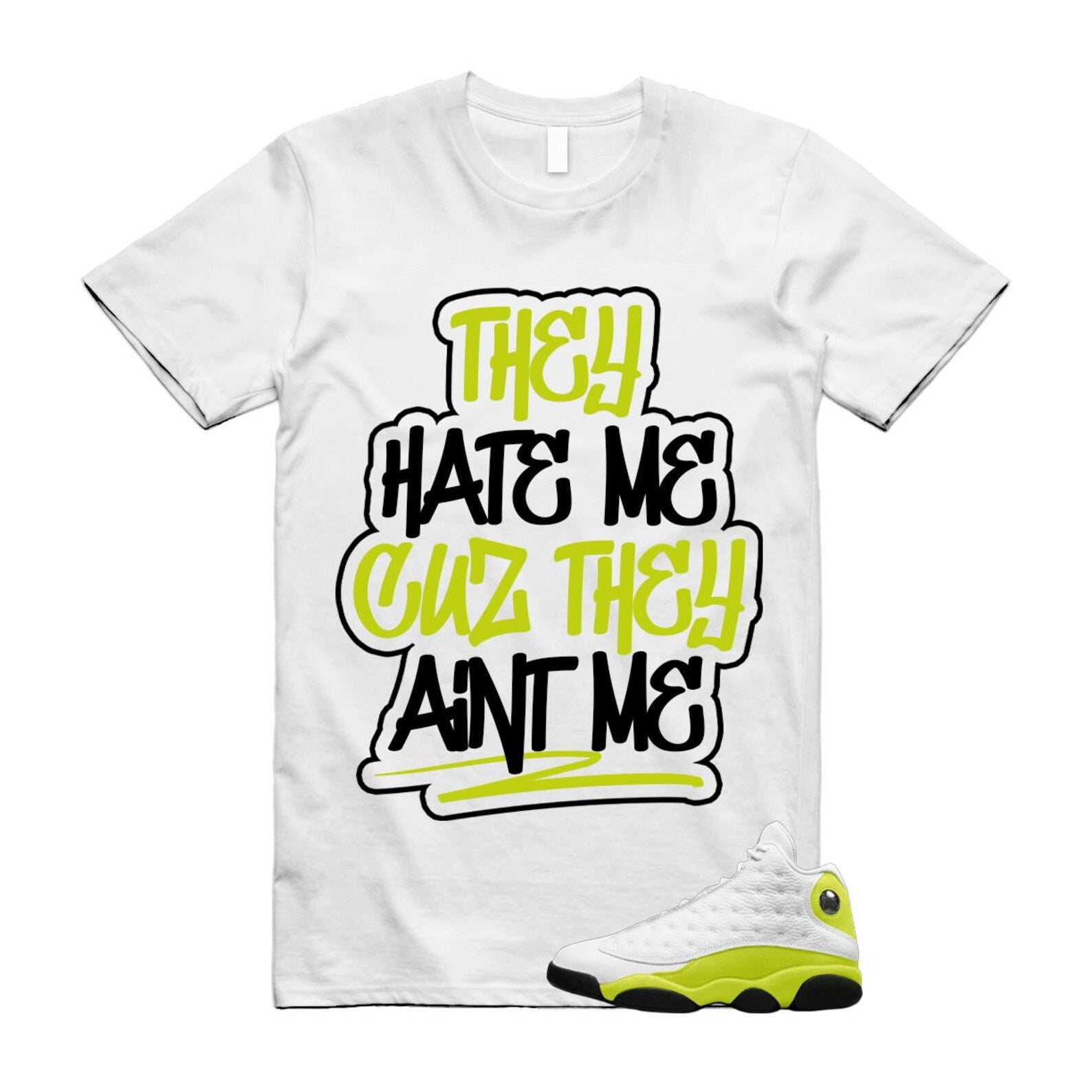 13 Bright Cactus White Black T Shirt Match AINT, 414571-131 T-Shirt, Sneaker Match Tee
