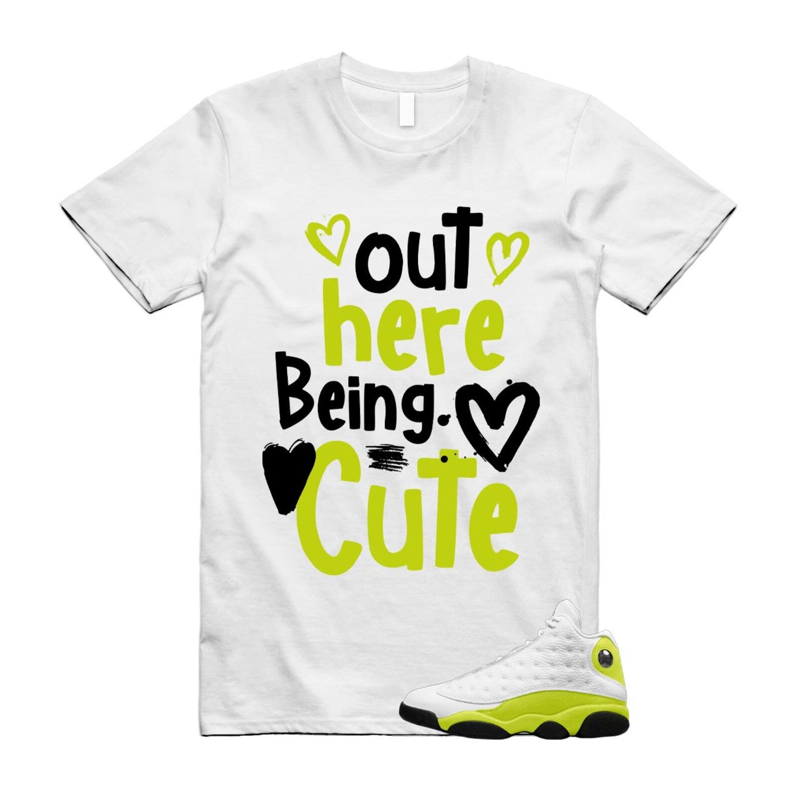 Air Jordan 13 Bright Cactus Shirt to Match Out Here Being Cute 414571-131 Match Sneaker Tee