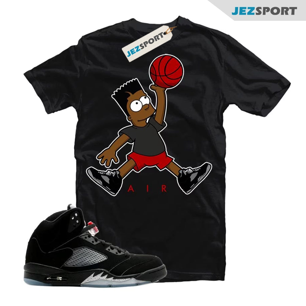 Jordan 5 Metallic Bart Character Black T-Shirt, HF3975-001 Sneaker Match Tees T-Shirt, Sneaker Match Tee