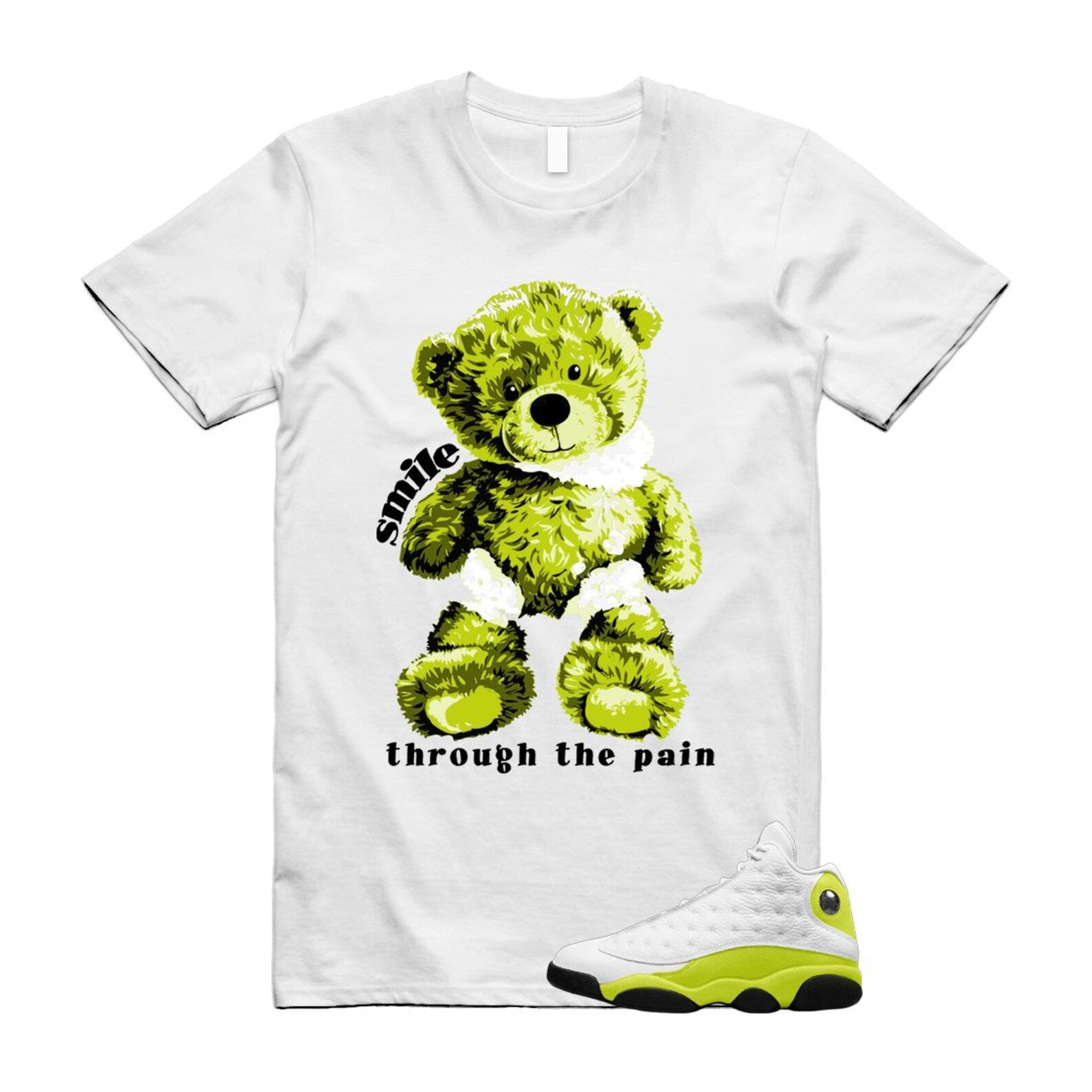 13 Bright Cactus White Black T Shirt Match SMILE, 414571-131 T-Shirt, Sneaker Match Tee