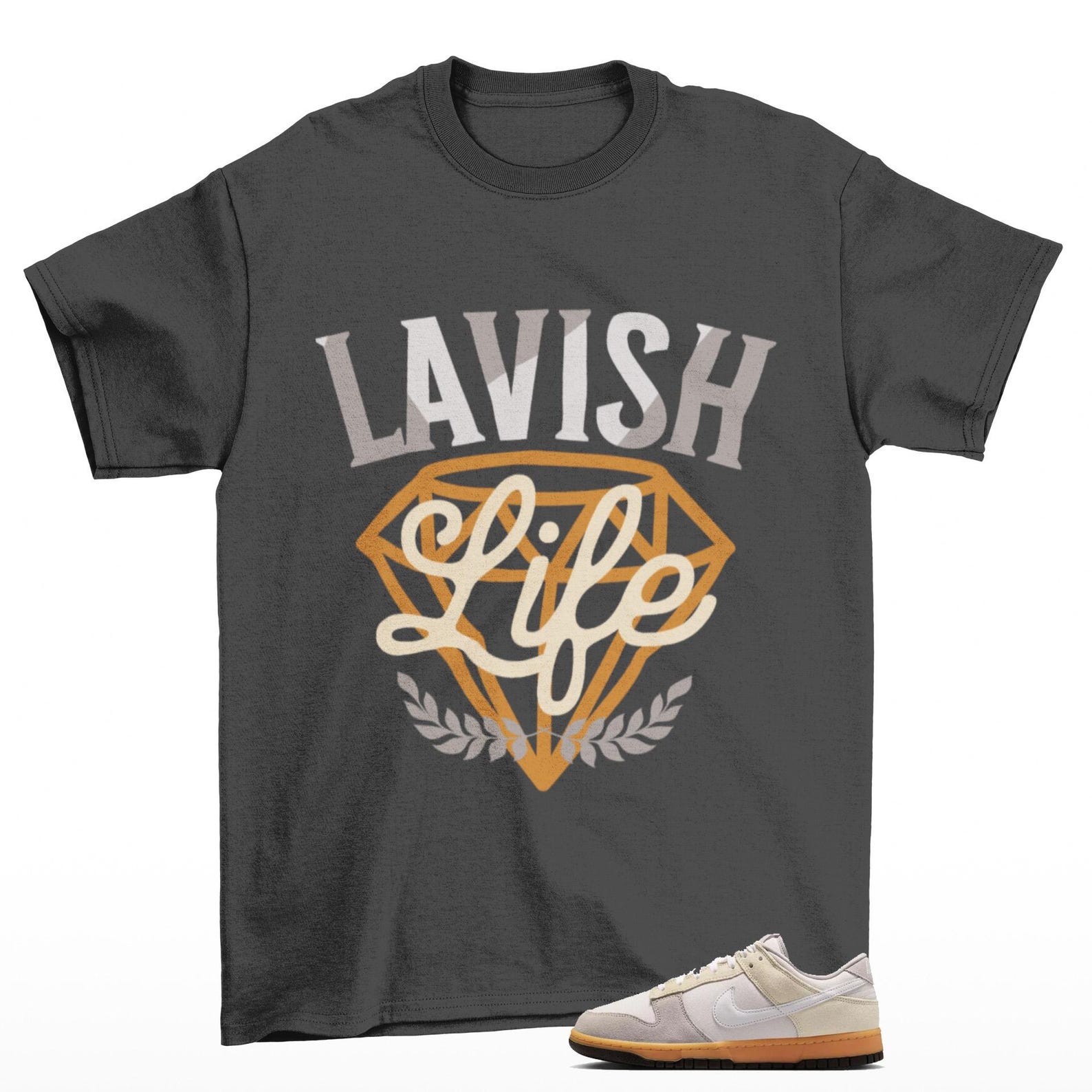 Lavish Sneaker T Shirt to Match Dunk Low Phantom Grey Gum, HV4301-030 T-Shirt, Sneaker Match Tee