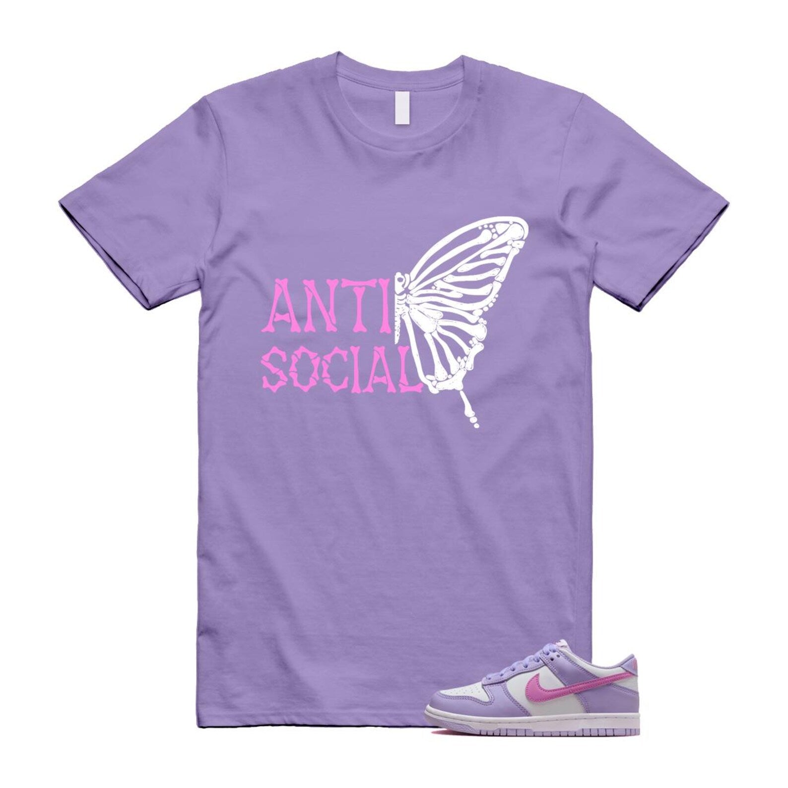 Dunk Lilac Bloom Pink Purple White T Shirt Match ASB HQ1185-161 T-Shirt, Sneaker Match Tee