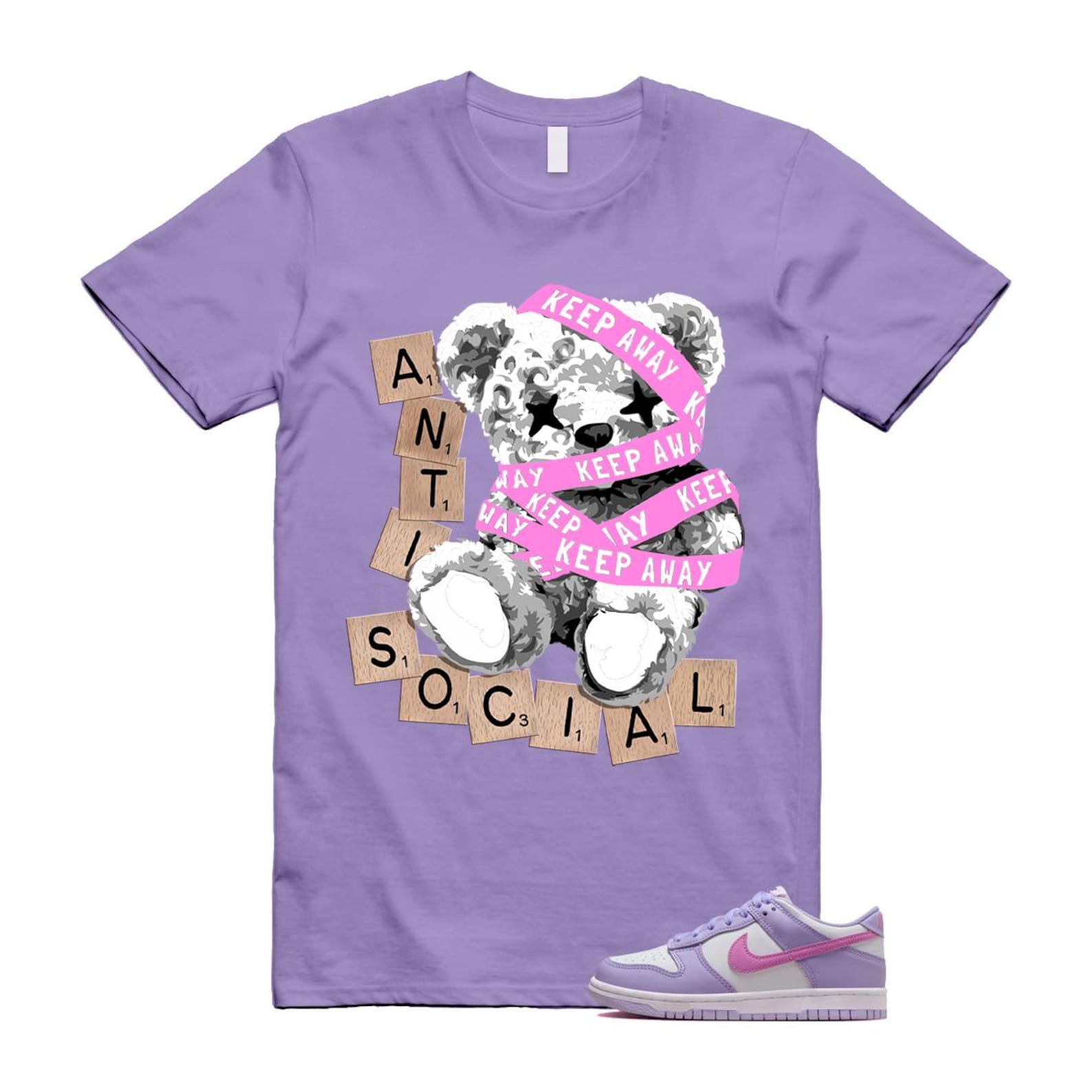 Dunk Lilac Bloom Pink Purple White T Shirt Match ANTI HQ1185-161 T-Shirt, Sneaker Match Tee