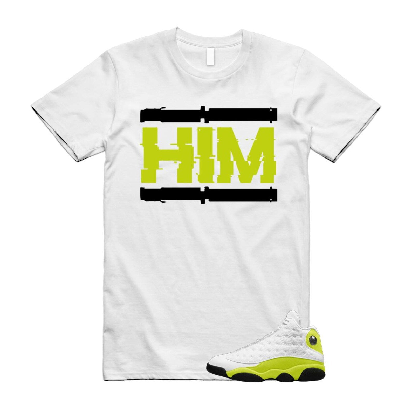 13 Bright Cactus White Black T Shirt Match HIM, 414571-131 T-Shirt, Sneaker Match Tee