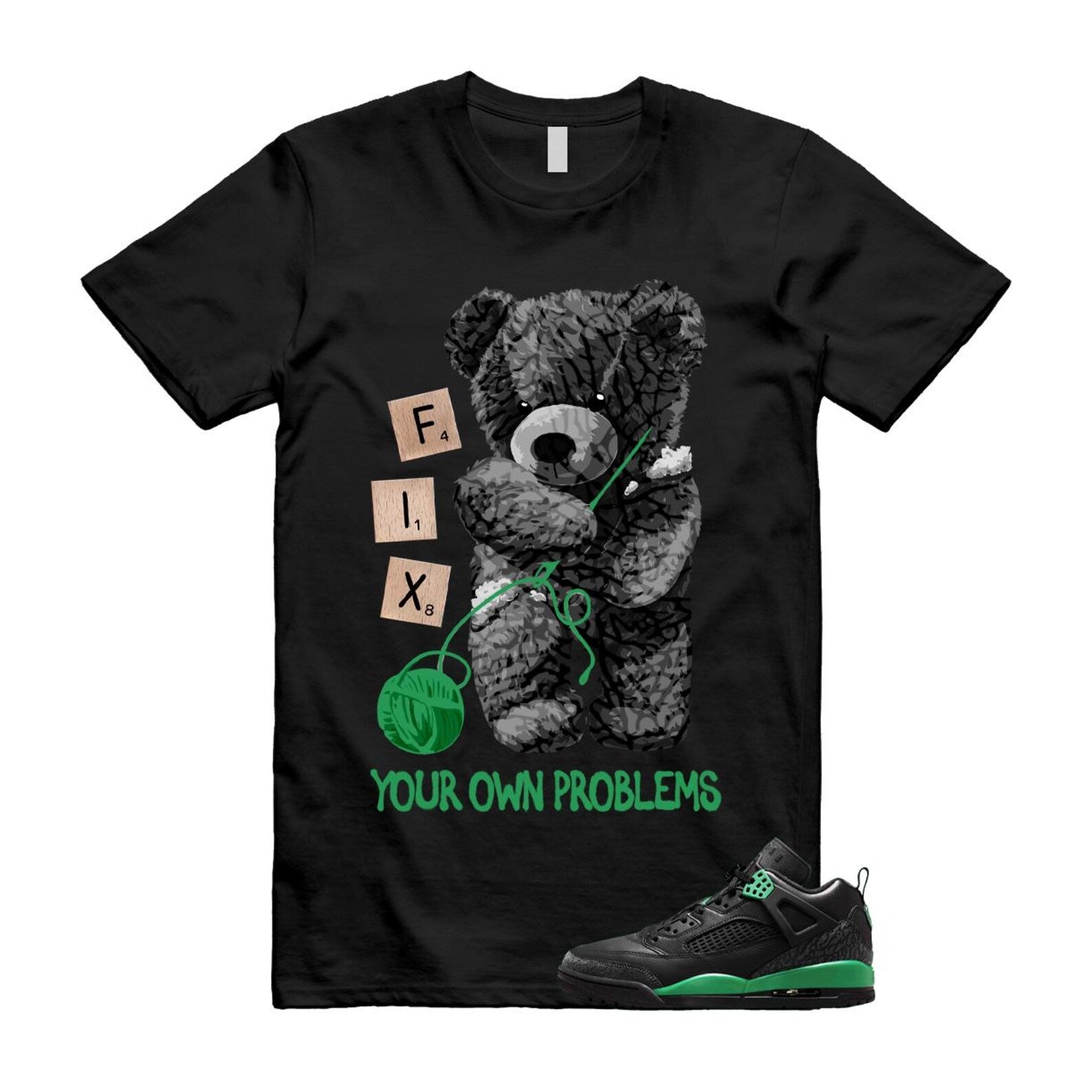 Spizike Pine Green Black Anthracite T Shirt Match FIX, FQ1759-003 T-Shirt, Sneaker Match Tee