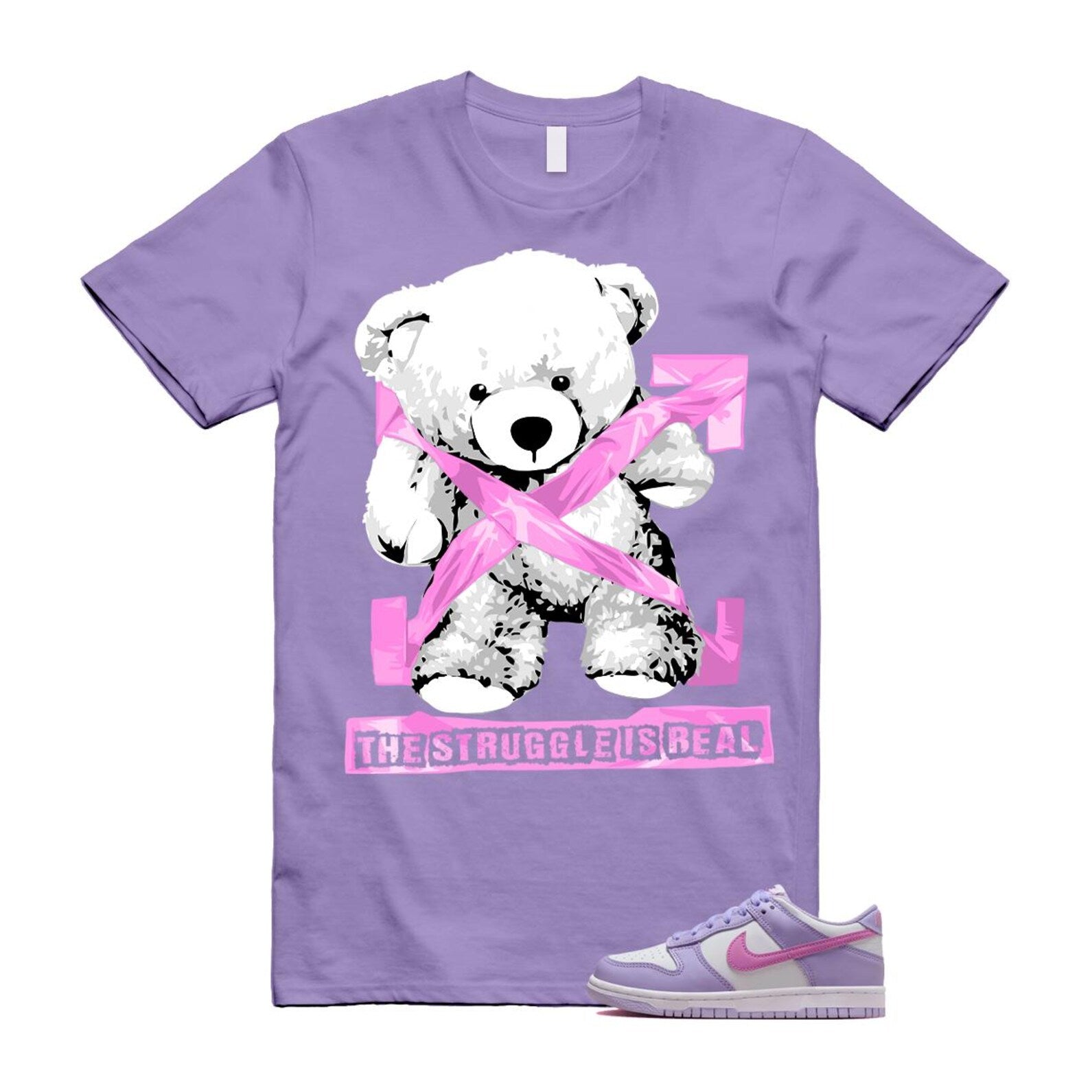 Dunk Lilac Bloom Pink Purple White T Shirt Match STRUG HQ1185-161 T-Shirt, Sneaker Match Tee
