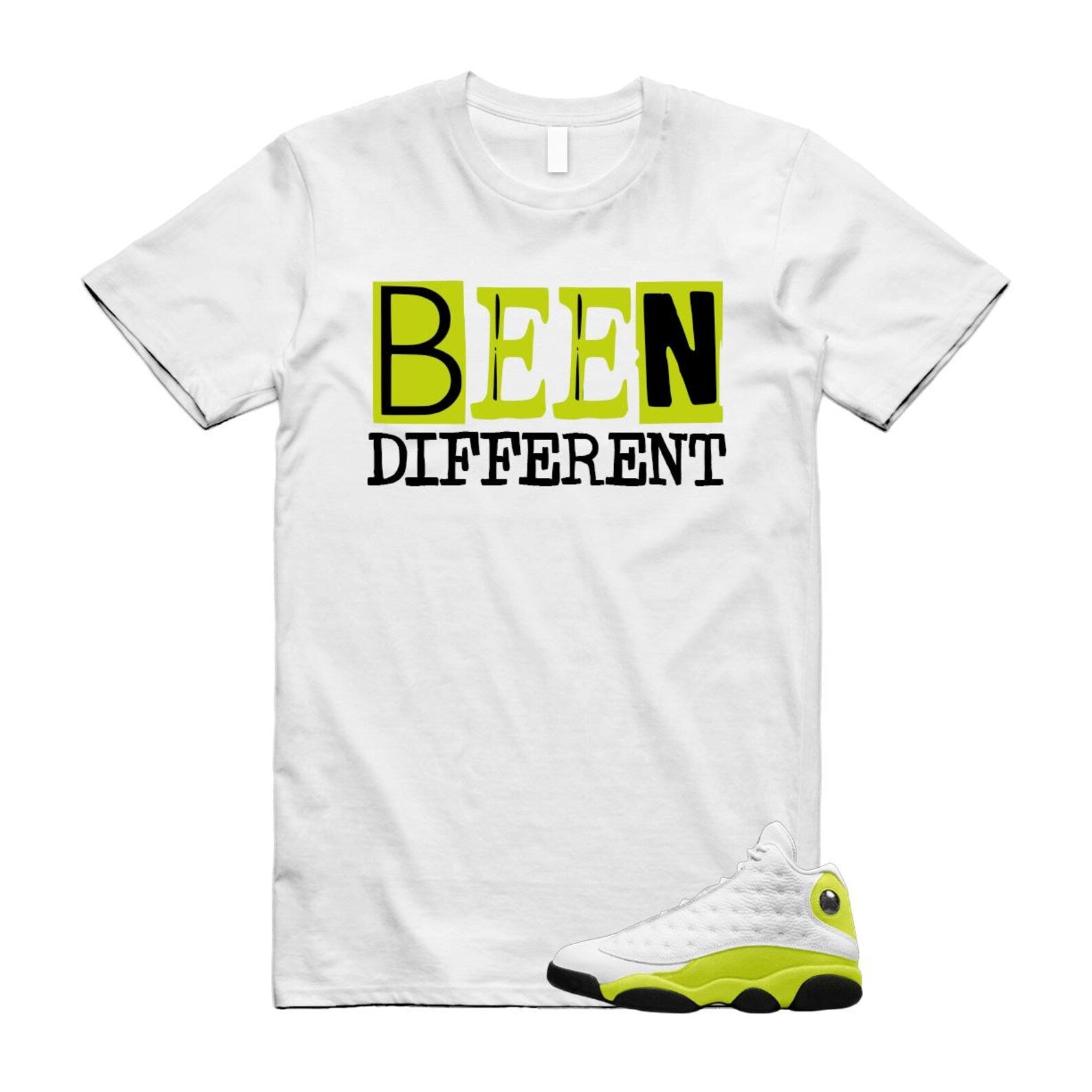 13 Bright Cactus White Black T Shirt Match BEEN, 414571-131 T-Shirt, Sneaker Match Tee