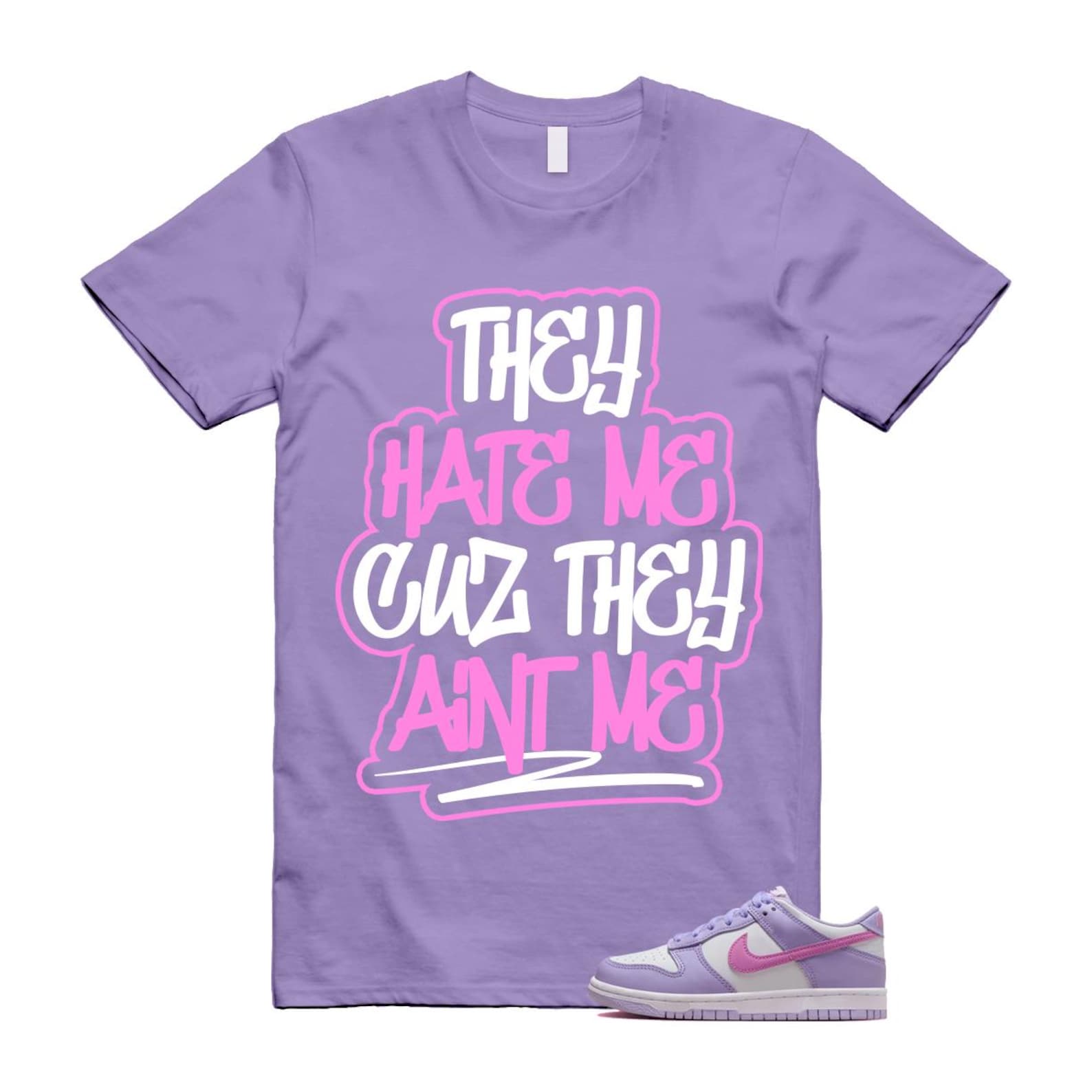 Dunk Lilac Bloom Pink Purple White T Shirt Match AINT HQ1185-161 T-Shirt, Sneaker Match Tee