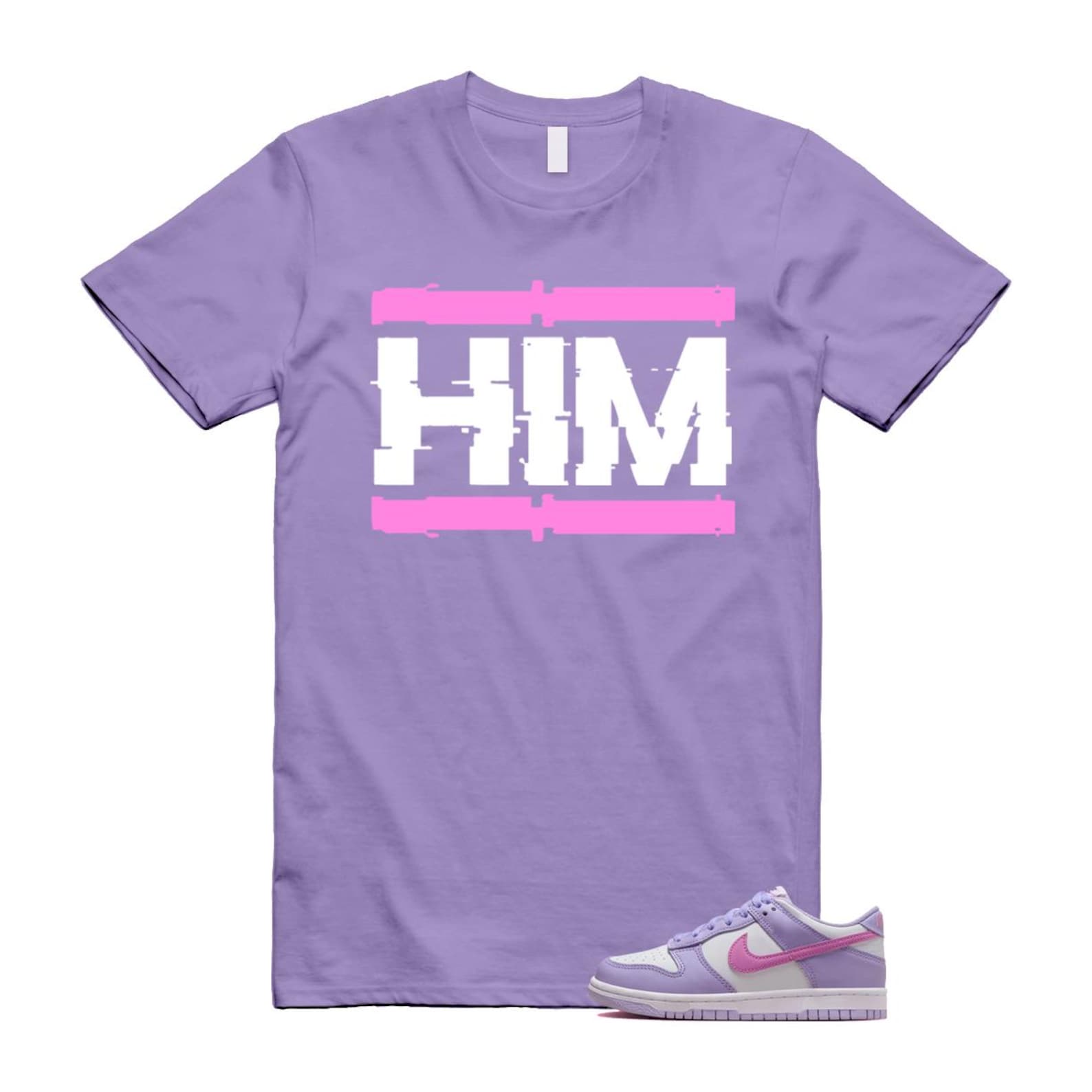 Dunk Lilac Bloom Pink Purple White T Shirt Match HIM HQ1185-161 T-Shirt, Sneaker Match Tee