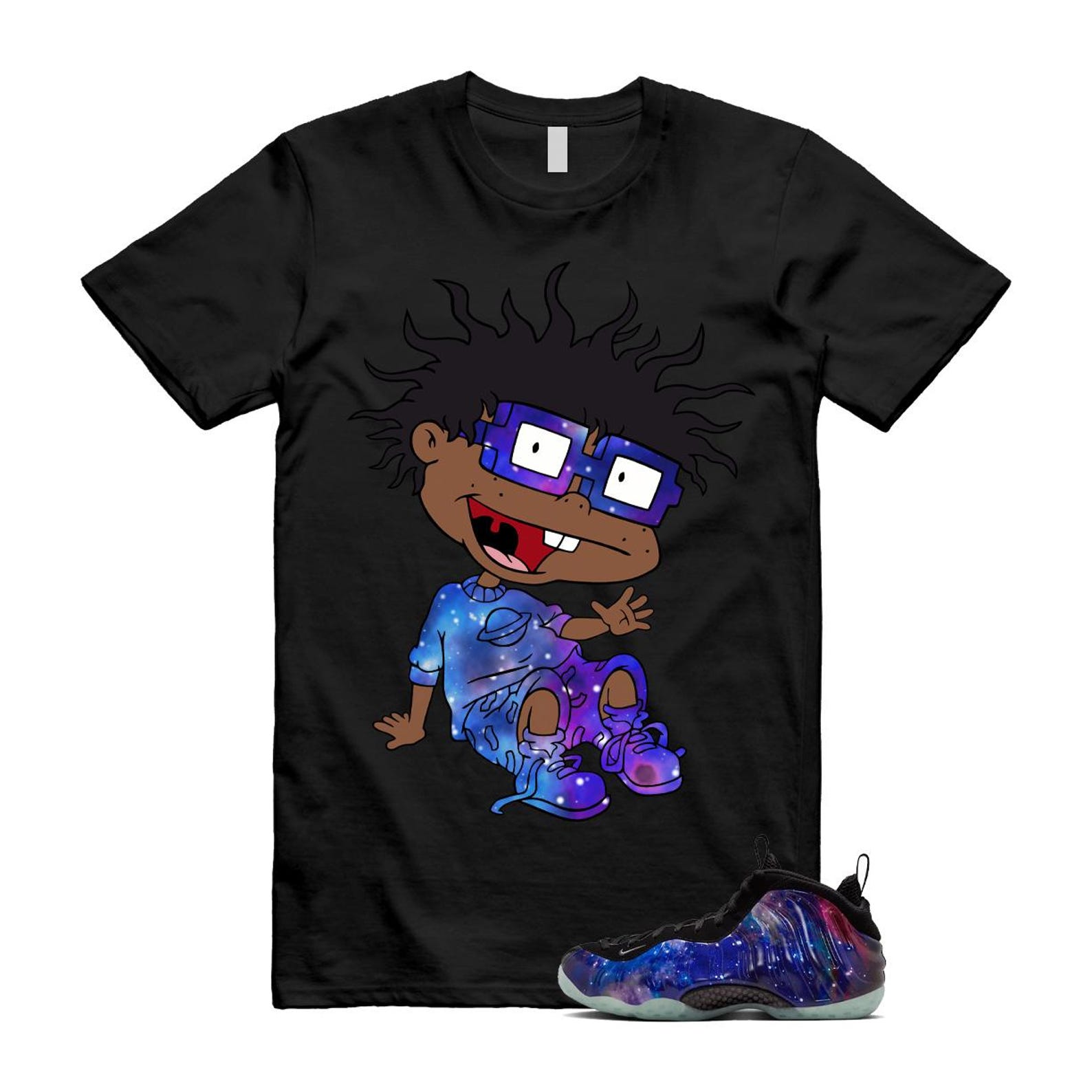 Galaxy Air Foamposite One 2025 Obsidian Black Anthracite T Shirt Match FINSTER, FQ4303-400 Sneaker Match Tees T-Shirt, Sneaker Match Tee