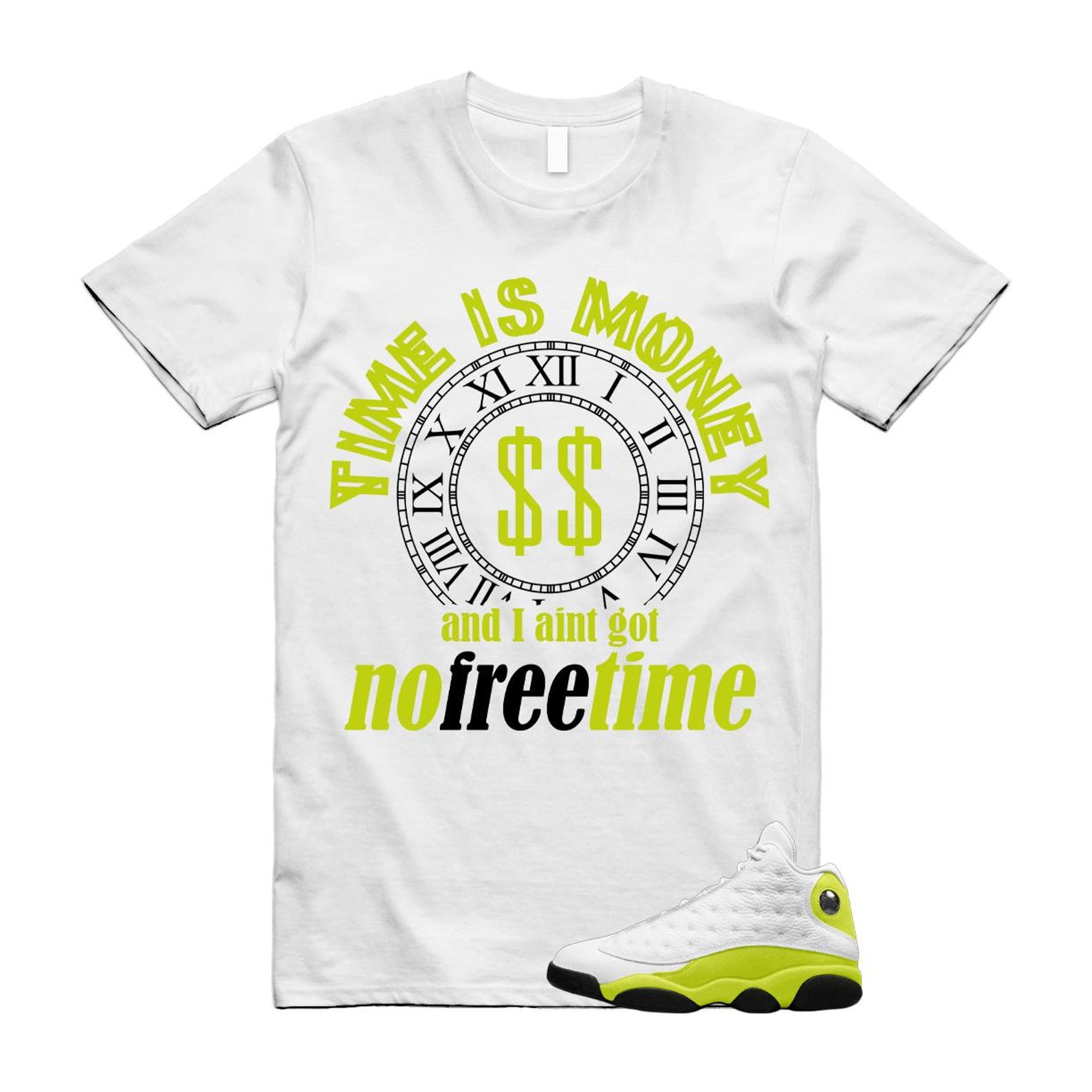 13 Bright Cactus White Black T Shirt Match FREE, 414571-131 T-Shirt, Sneaker Match Tee