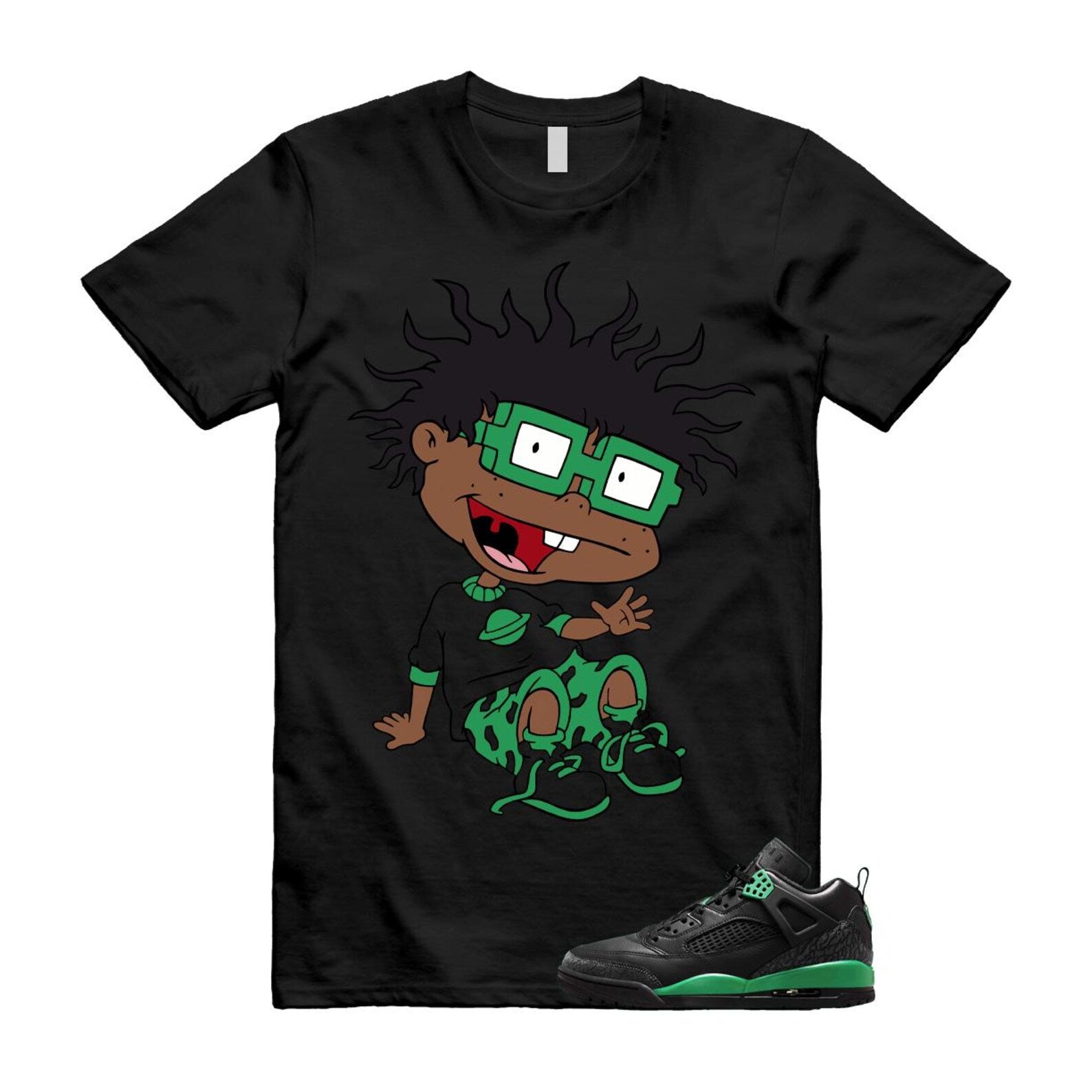 Spizike Pine Green Black Anthracite T Shirt Match FINSTER, FQ1759-003 T-Shirt, Sneaker Match Tee