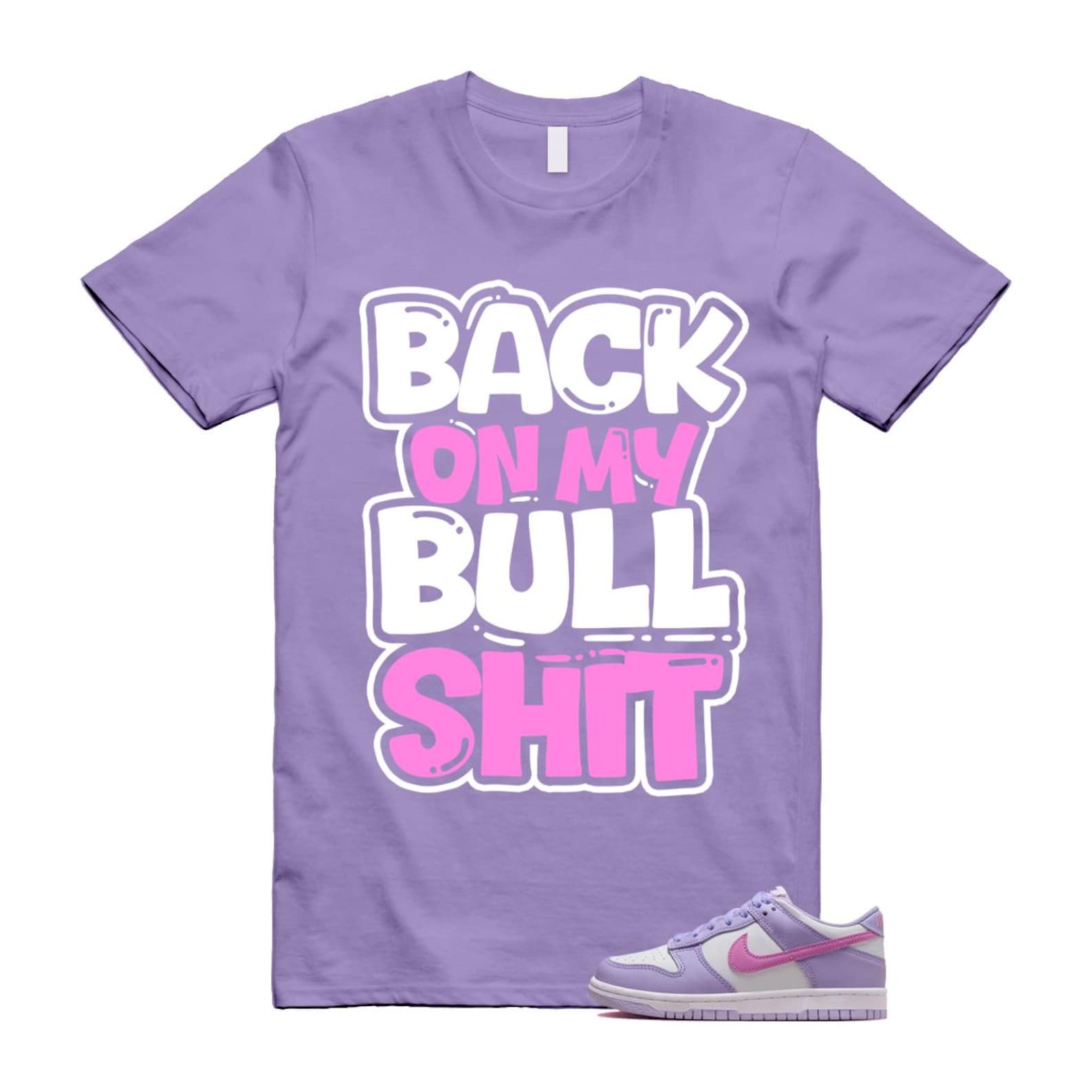 Dunk Lilac Bloom Pink Purple White T Shirt Match BULL HQ1185-161 T-Shirt, Sneaker Match Tee