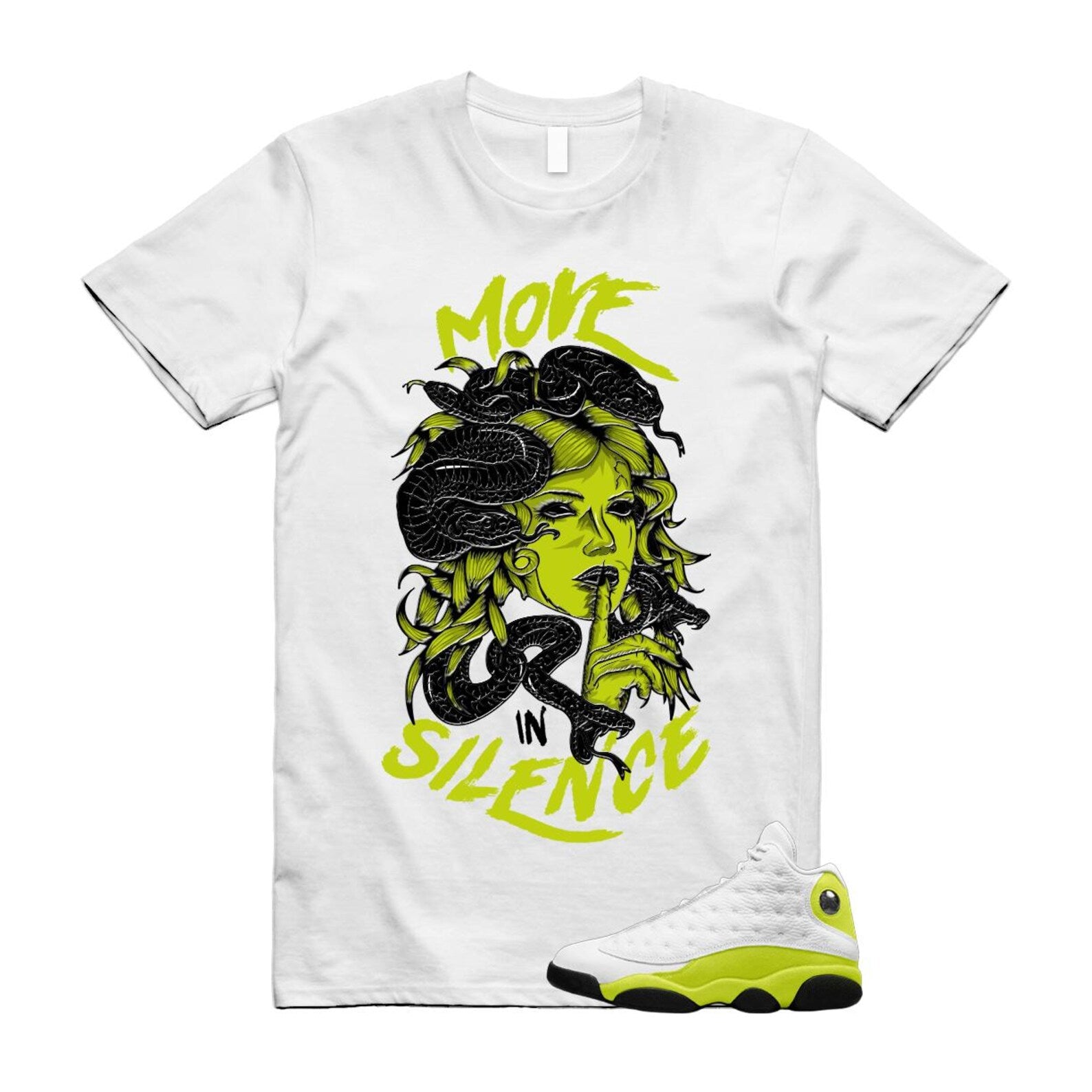 13 Bright Cactus White Black T Shirt Match MIS, 414571-131 T-Shirt, Sneaker Match Tee