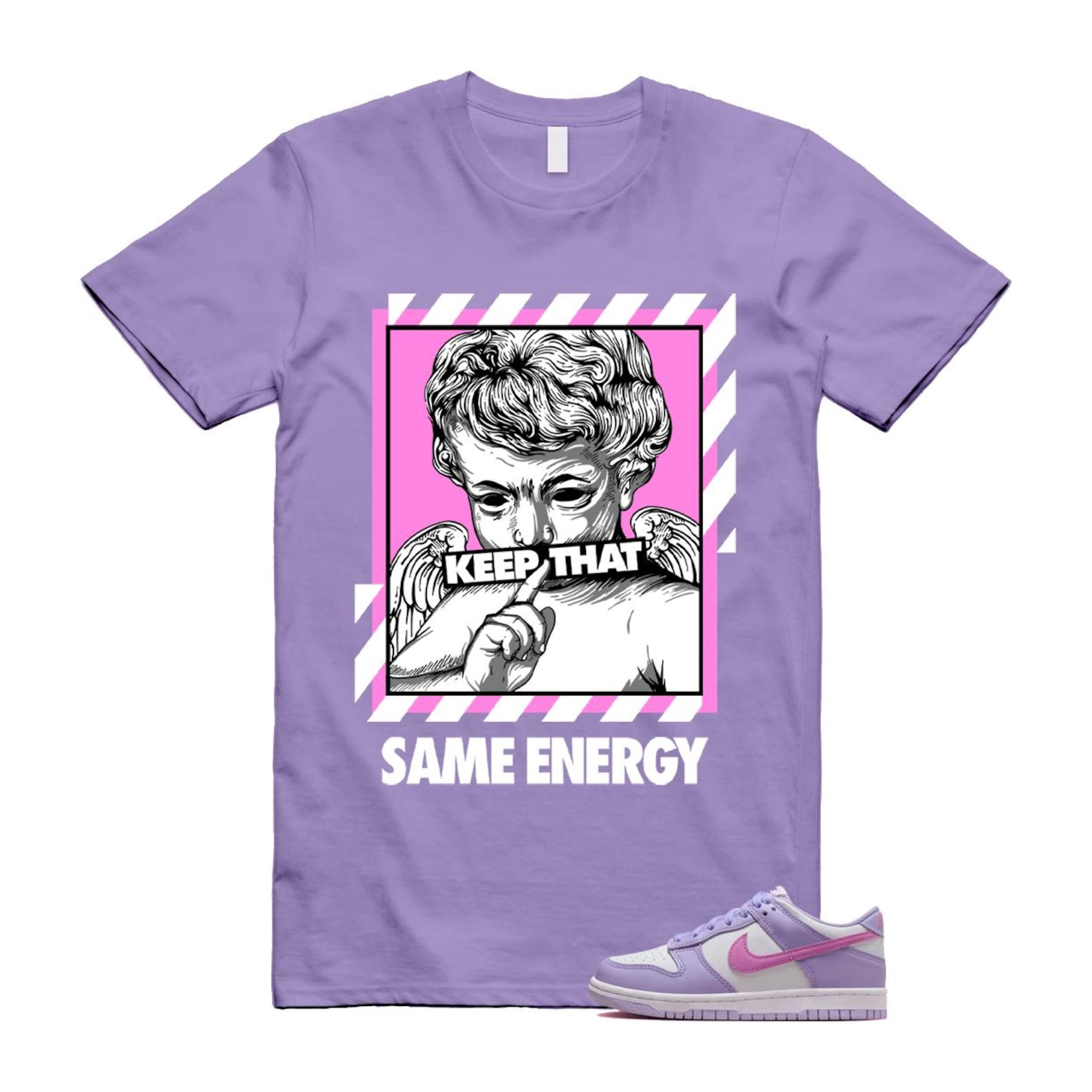 Dunk Lilac Bloom Pink Purple White T Shirt Match ENERGY HQ1185-161 T-Shirt, Sneaker Match Tee