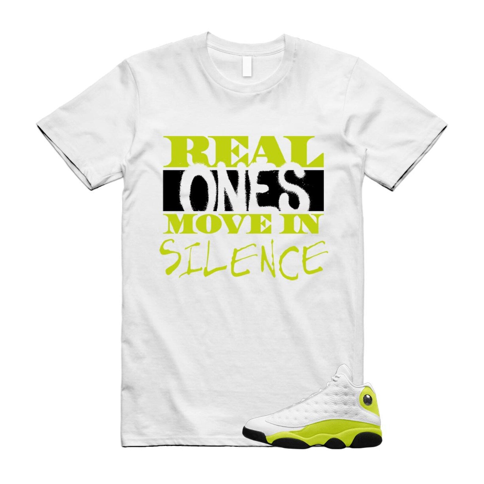 13 Bright Cactus White Black T Shirt Match REAL, 414571-131 T-Shirt, Sneaker Match Tee