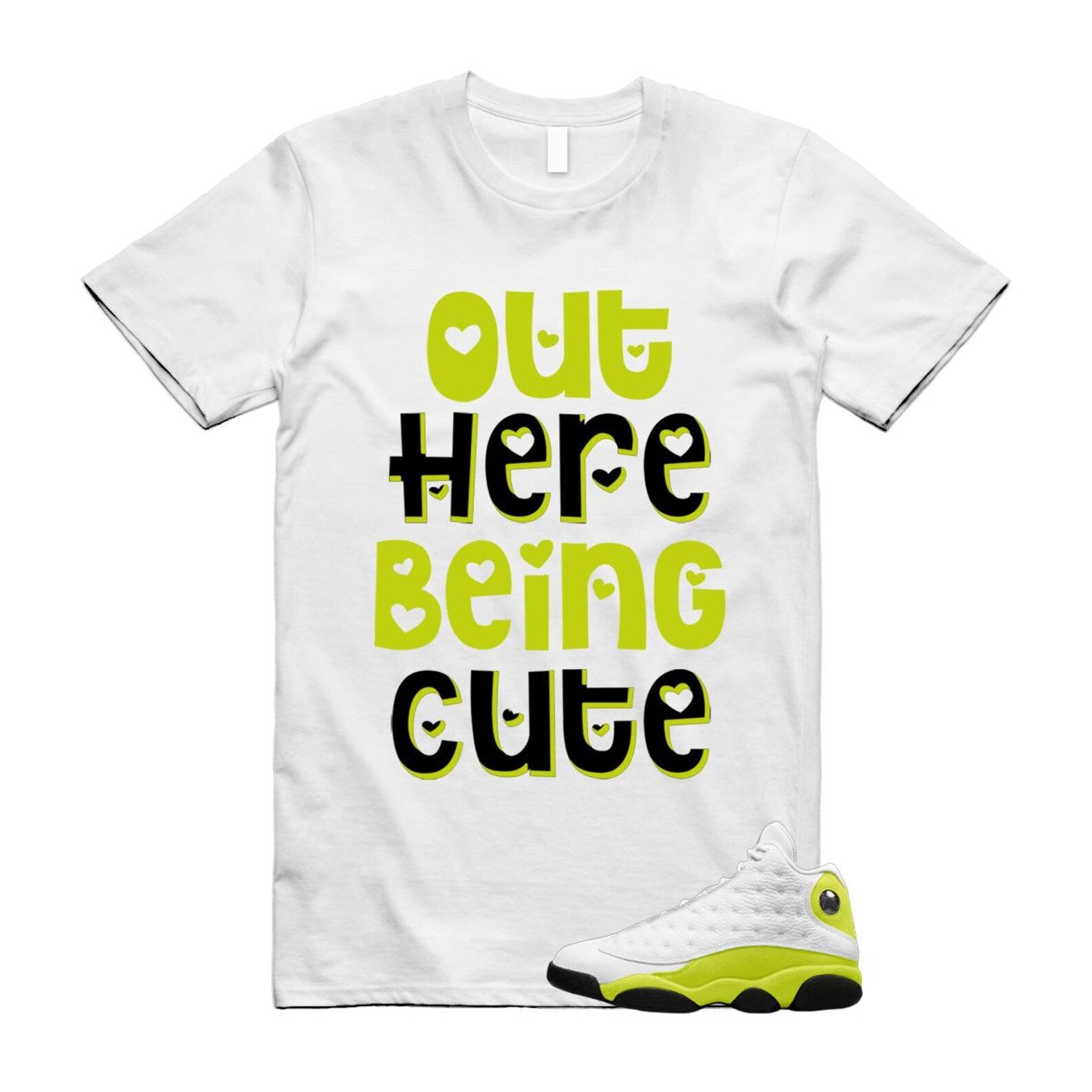 13 Bright Cactus White Black T Shirt Match OHBC, 414571-131 T-Shirt, Sneaker Match Tee