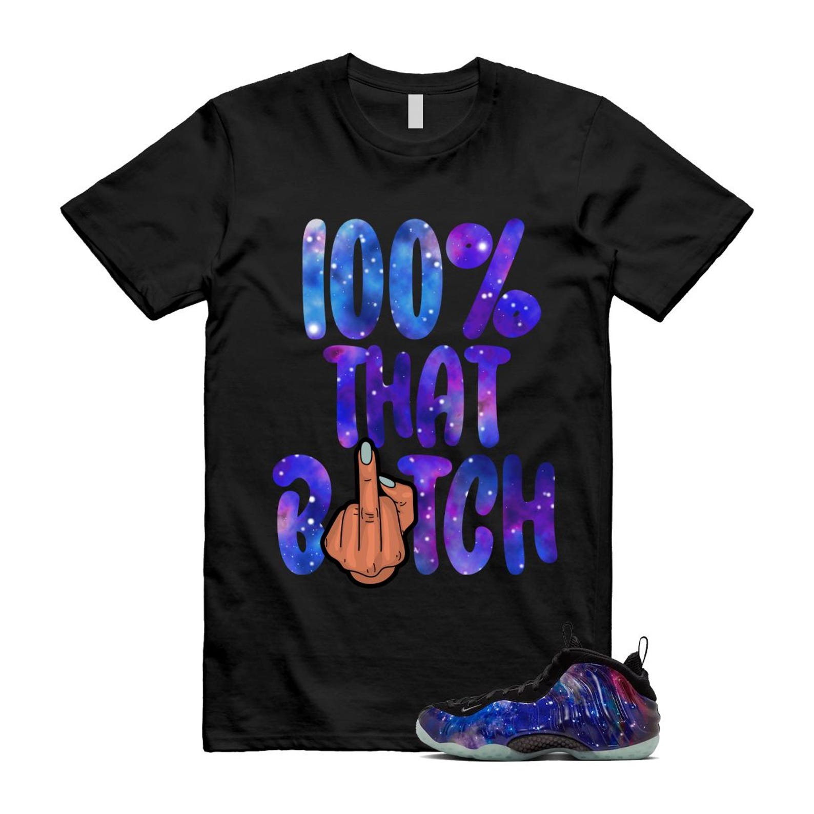 Galaxy Air Foamposite One 2025 Obsidian Black Anthracite T Shirt Match 100, FQ4303-400 Sneaker Match Tees T-Shirt, Sneaker Match Tee