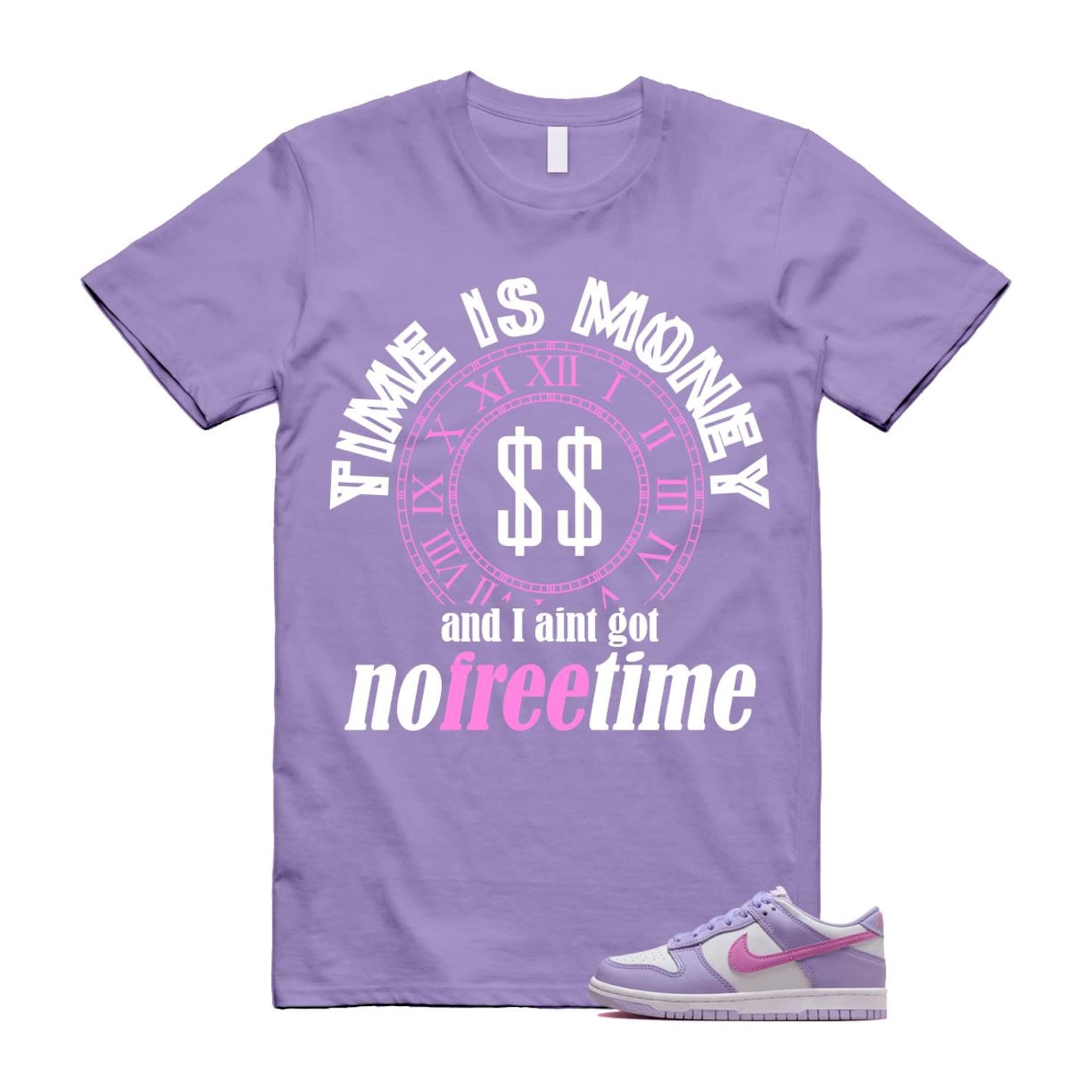 Dunk Lilac Bloom Pink Purple White T Shirt Match FREE HQ1185-161 T-Shirt, Sneaker Match Tee