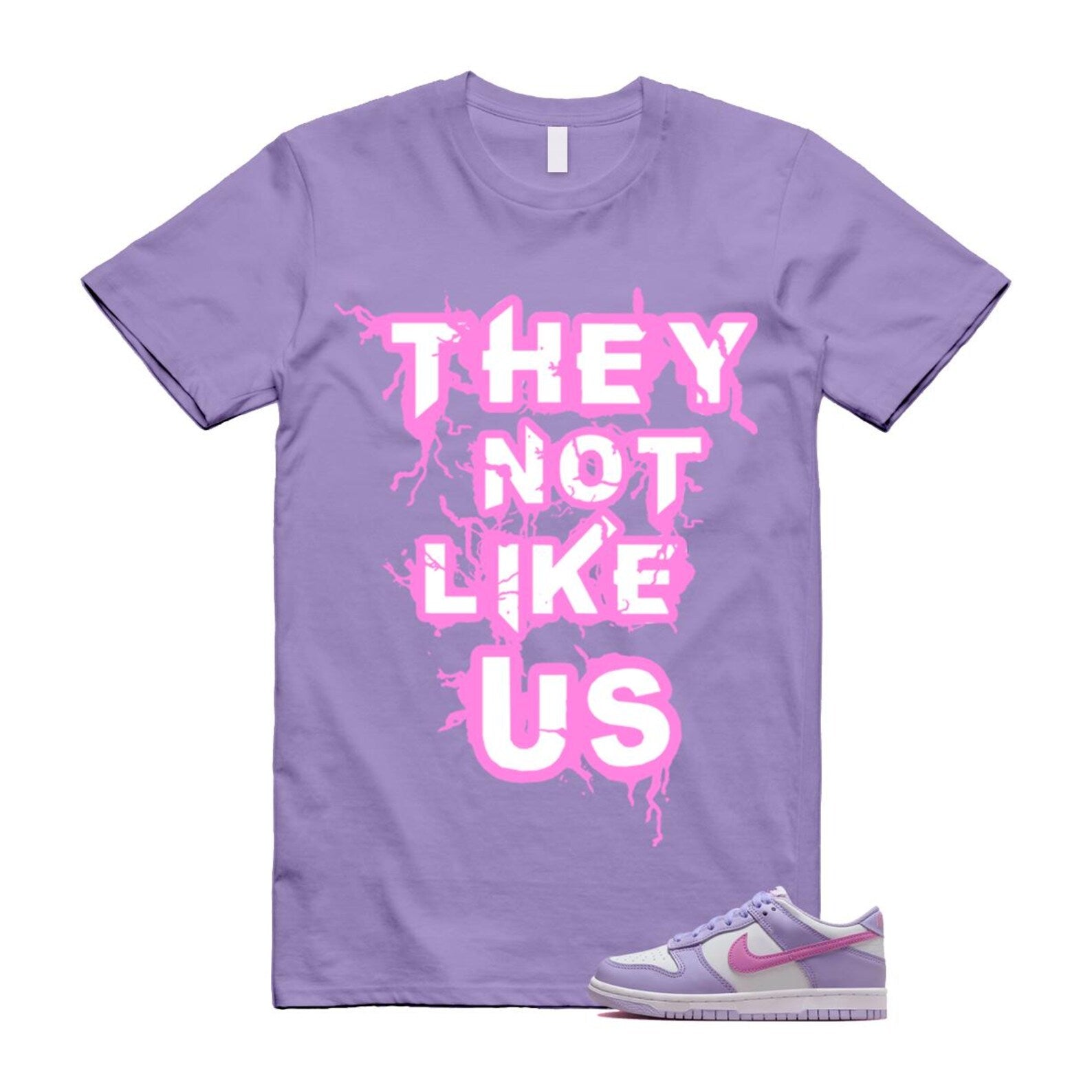 Dunk Lilac Bloom Pink Purple White T Shirt Match US HQ1185-161 T-Shirt, Sneaker Match Tee