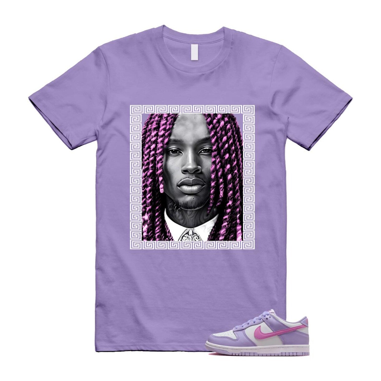 Dunk Lilac Bloom Pink Purple White T Shirt Match VON HQ1185-161 T-Shirt, Sneaker Match Tee