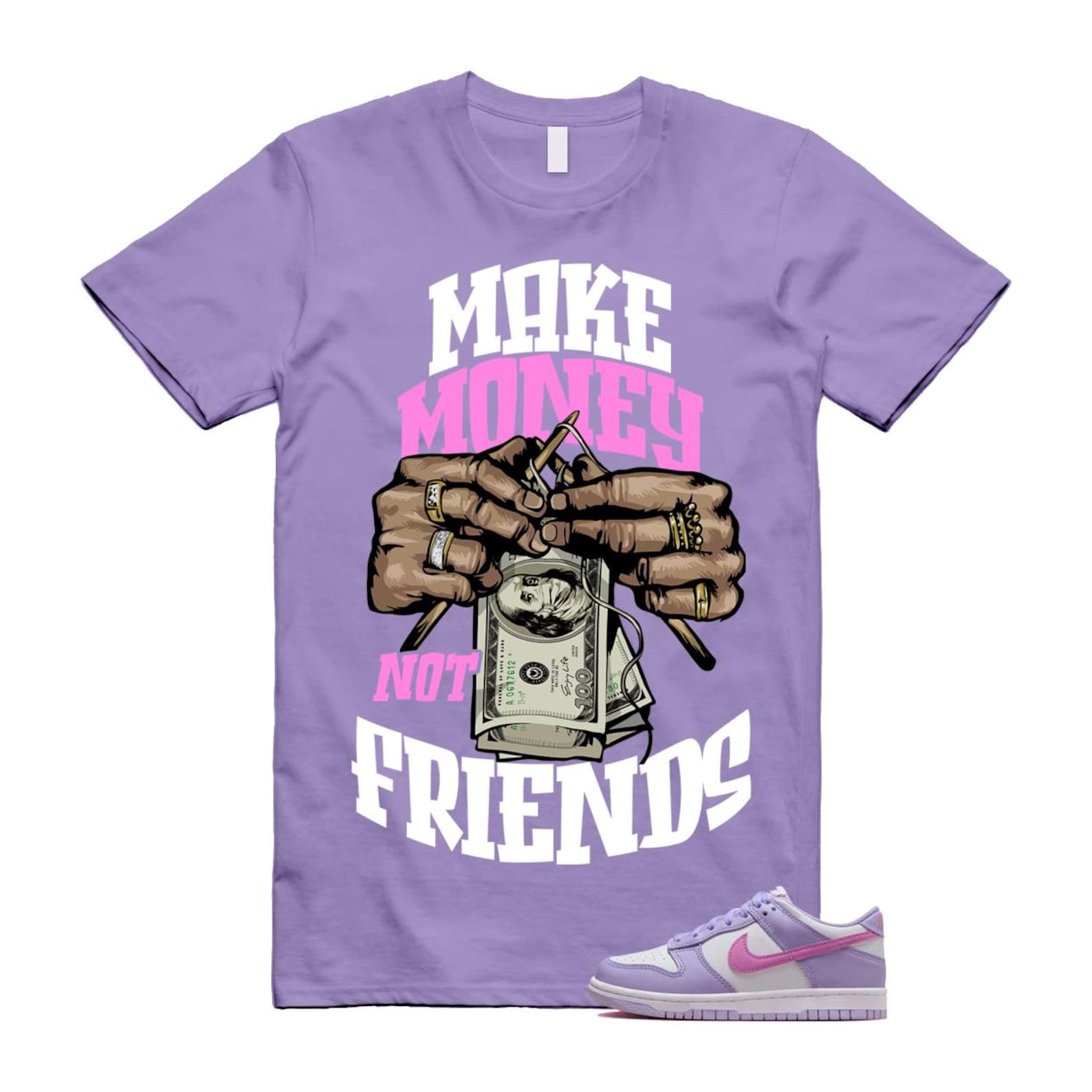 Dunk Lilac Bloom Pink Purple White T Shirt Match MM HQ1185-161 T-Shirt, Sneaker Match Tee