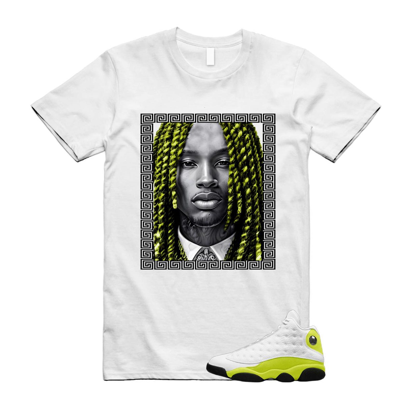 13 Bright Cactus White Black T Shirt Match VON, 414571-131 T-Shirt, Sneaker Match Tee