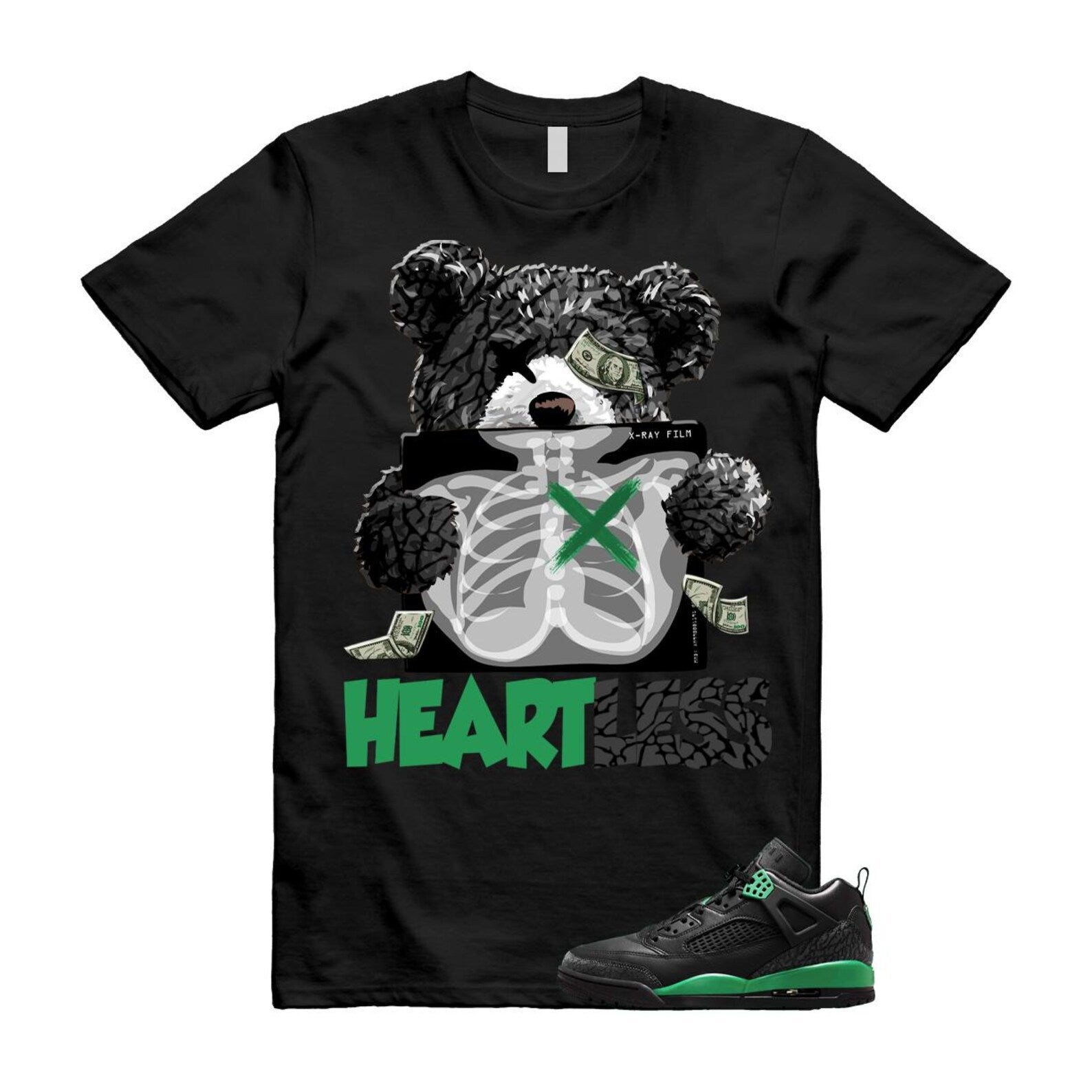 Spizike Pine Green Black Anthracite T Shirt Match HEART, FQ1759-003 T-Shirt, Sneaker Match Tee