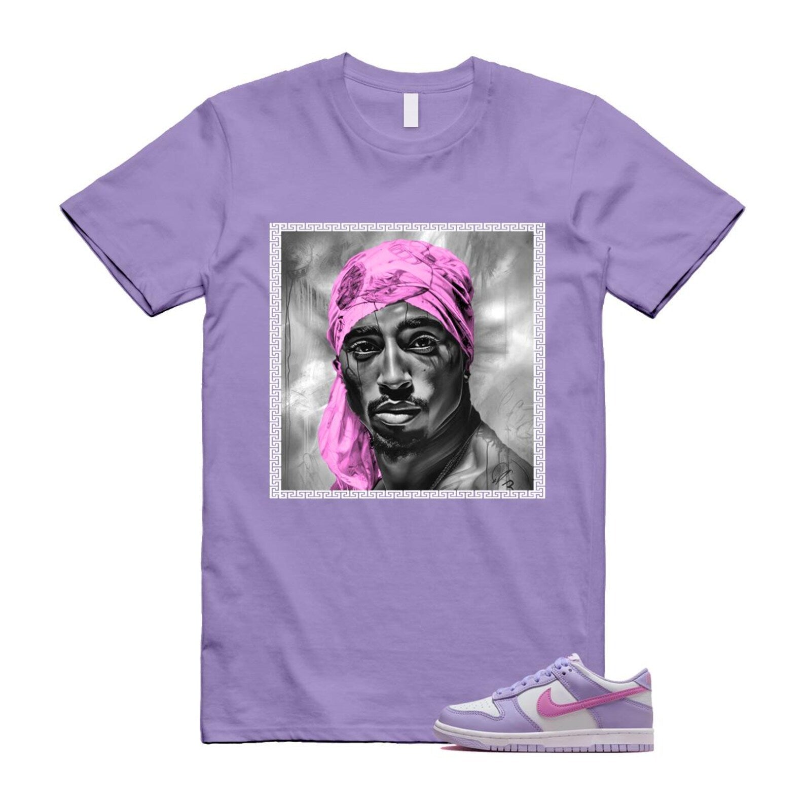 Dunk Lilac Bloom Pink Purple White T Shirt Match PAC HQ1185-161 T-Shirt, Sneaker Match Tee