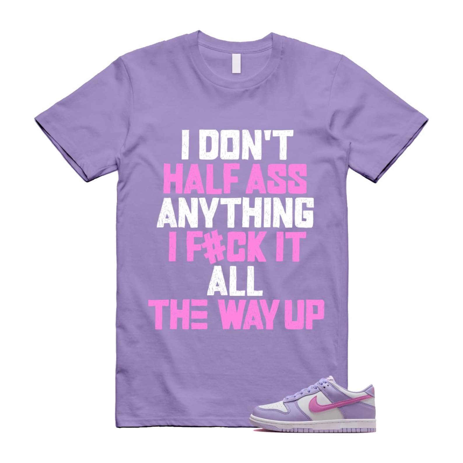Dunk Lilac Bloom Pink Purple White T Shirt Match HALF HQ1185-161 T-Shirt, Sneaker Match Tee