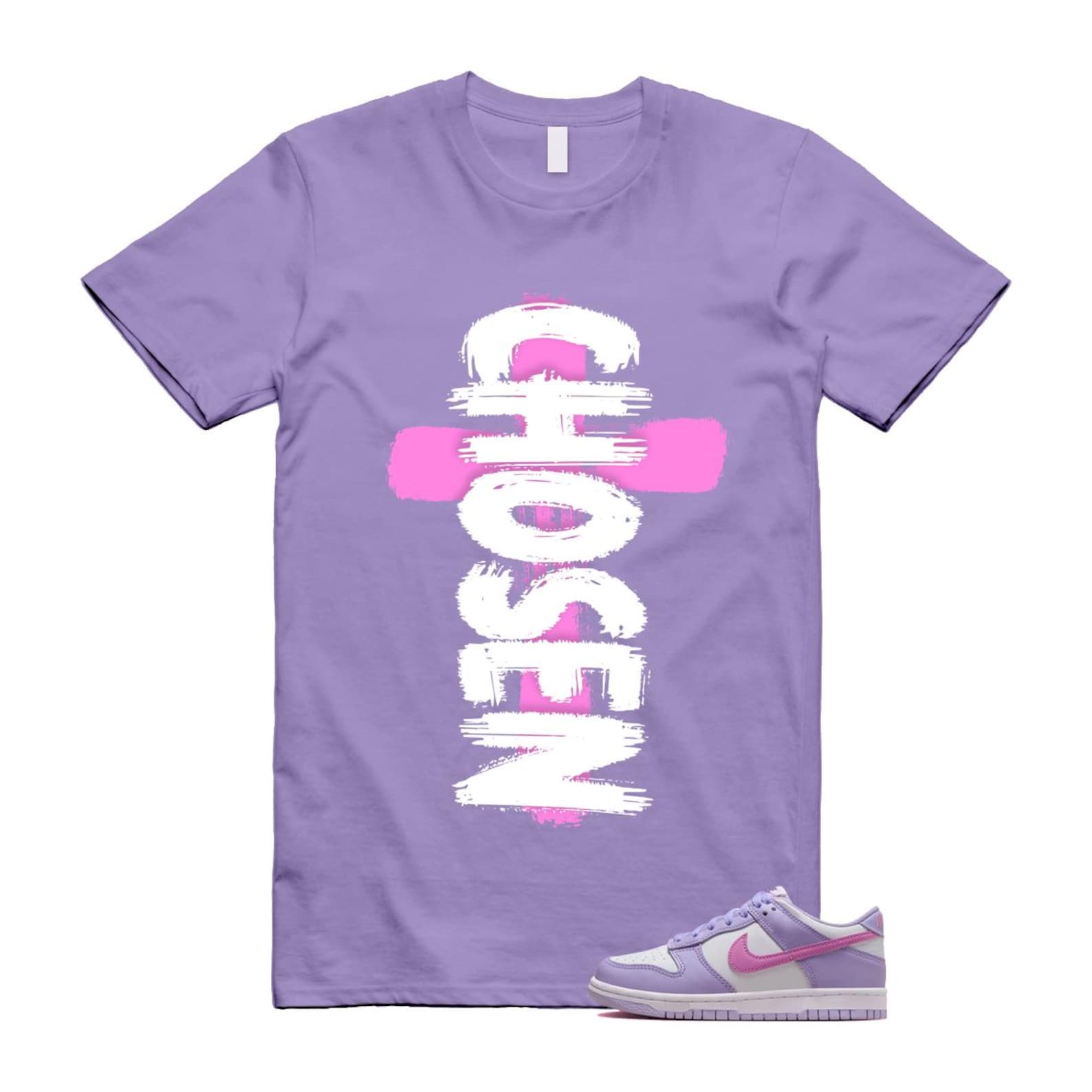 Dunk Lilac Bloom Pink Purple White T Shirt Match CHOSEN HQ1185-161 T-Shirt, Sneaker Match Tee