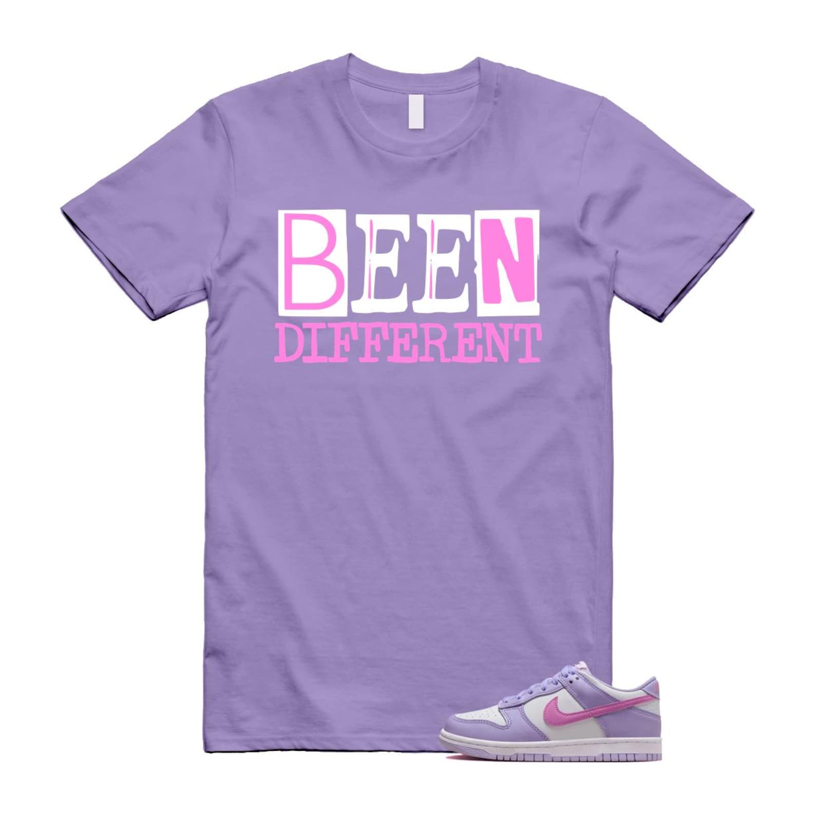 Dunk Lilac Bloom Pink Purple White T Shirt Match BEEN HQ1185-161 T-Shirt, Sneaker Match Tee