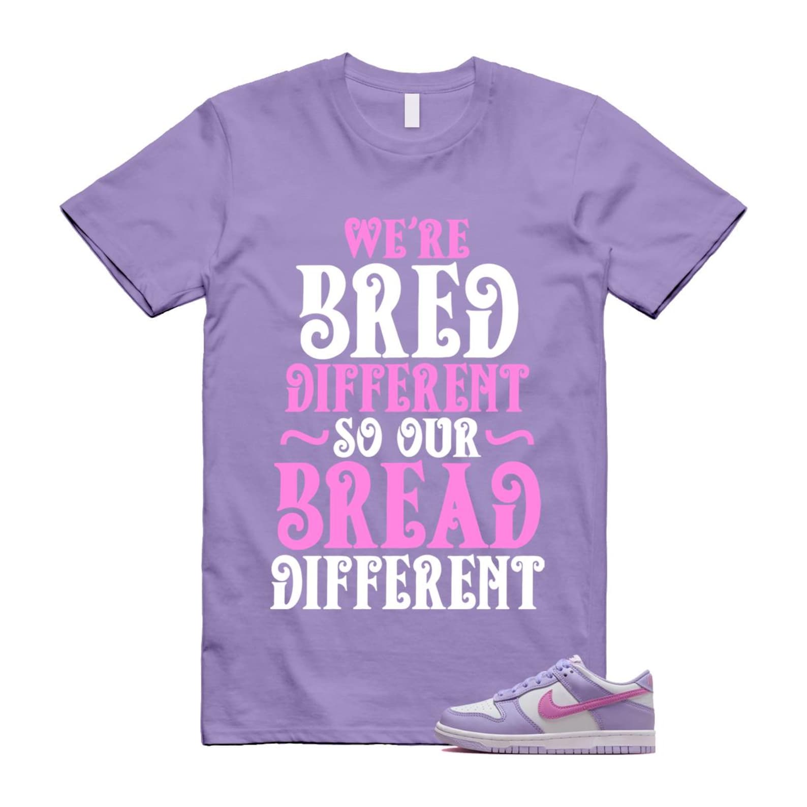 Dunk Lilac Bloom Pink Purple White T Shirt Match BREAD HQ1185-161 T-Shirt, Sneaker Match Tee