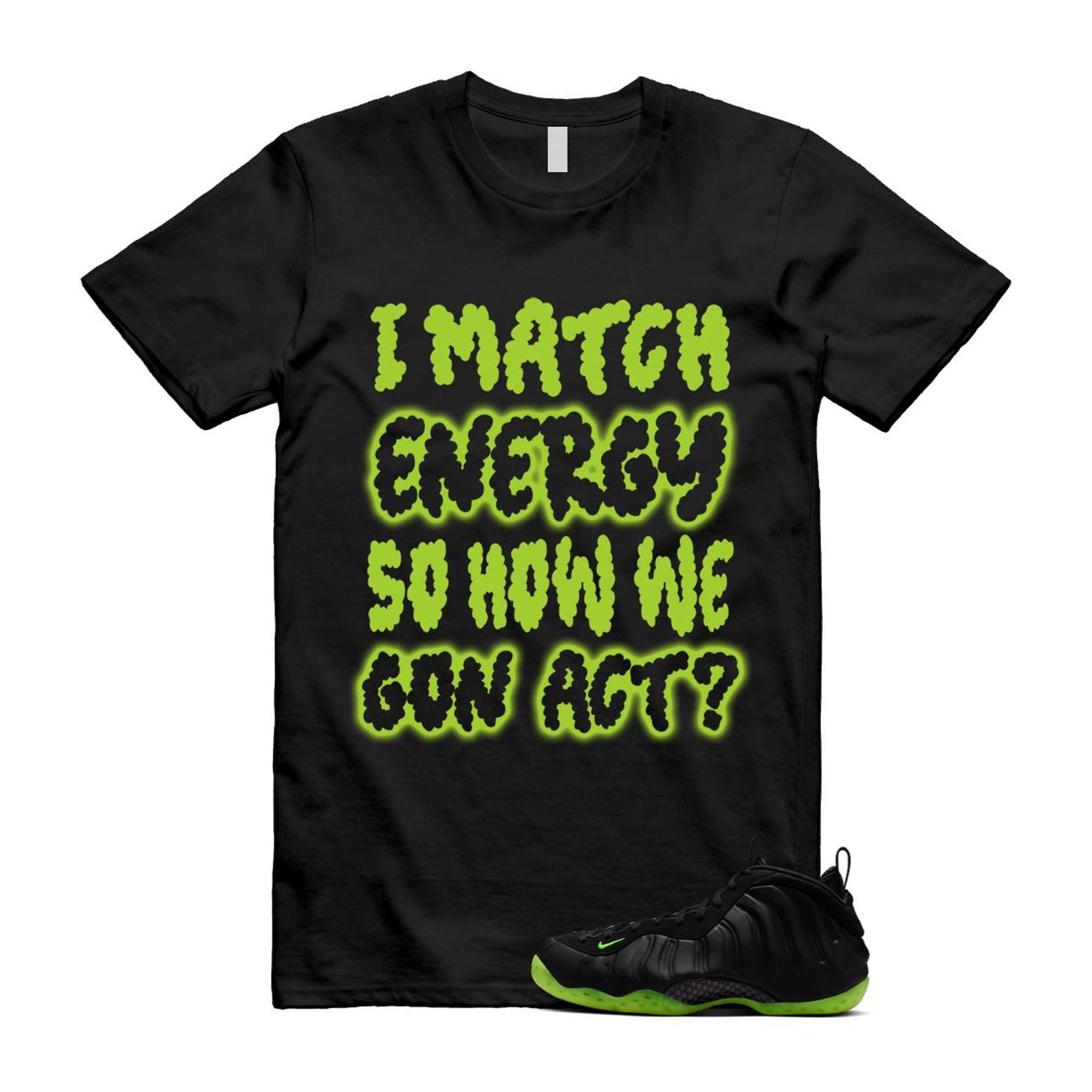Foamposite Volt Black Air One T Shirt Match MATCH HF2902-001 T-Shirt, Sneaker Match Tee