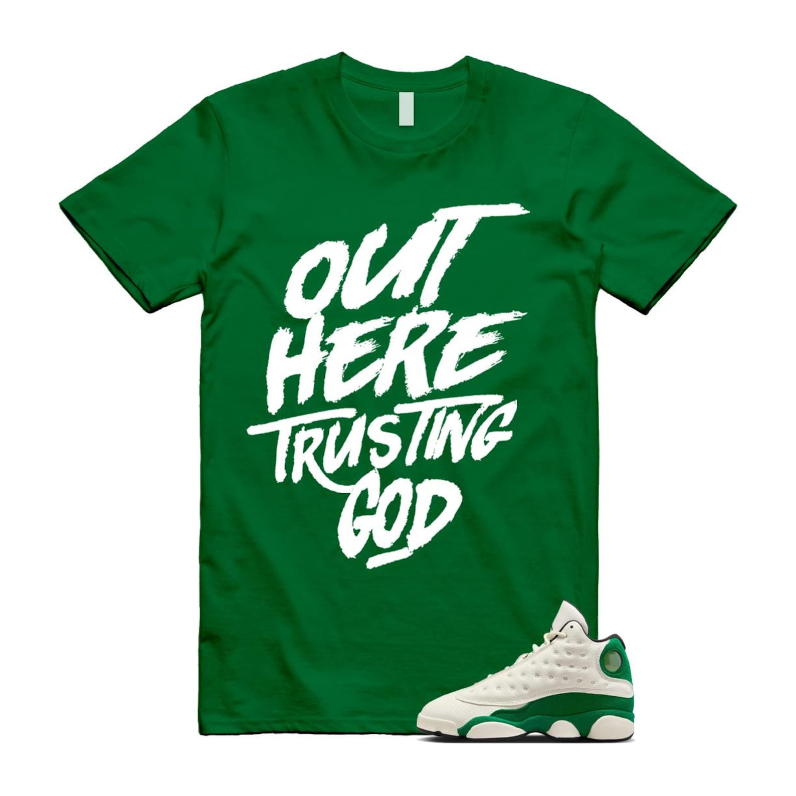 13 Pine Green White Black T Shirt Match TG HQ0779-103 T-Shirt, Sneaker Match Tee