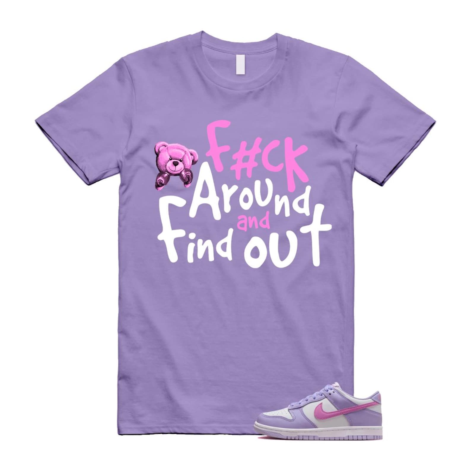 Dunk Lilac Bloom Pink Purple White T Shirt Match FCK HQ1185-161 T-Shirt, Sneaker Match Tee