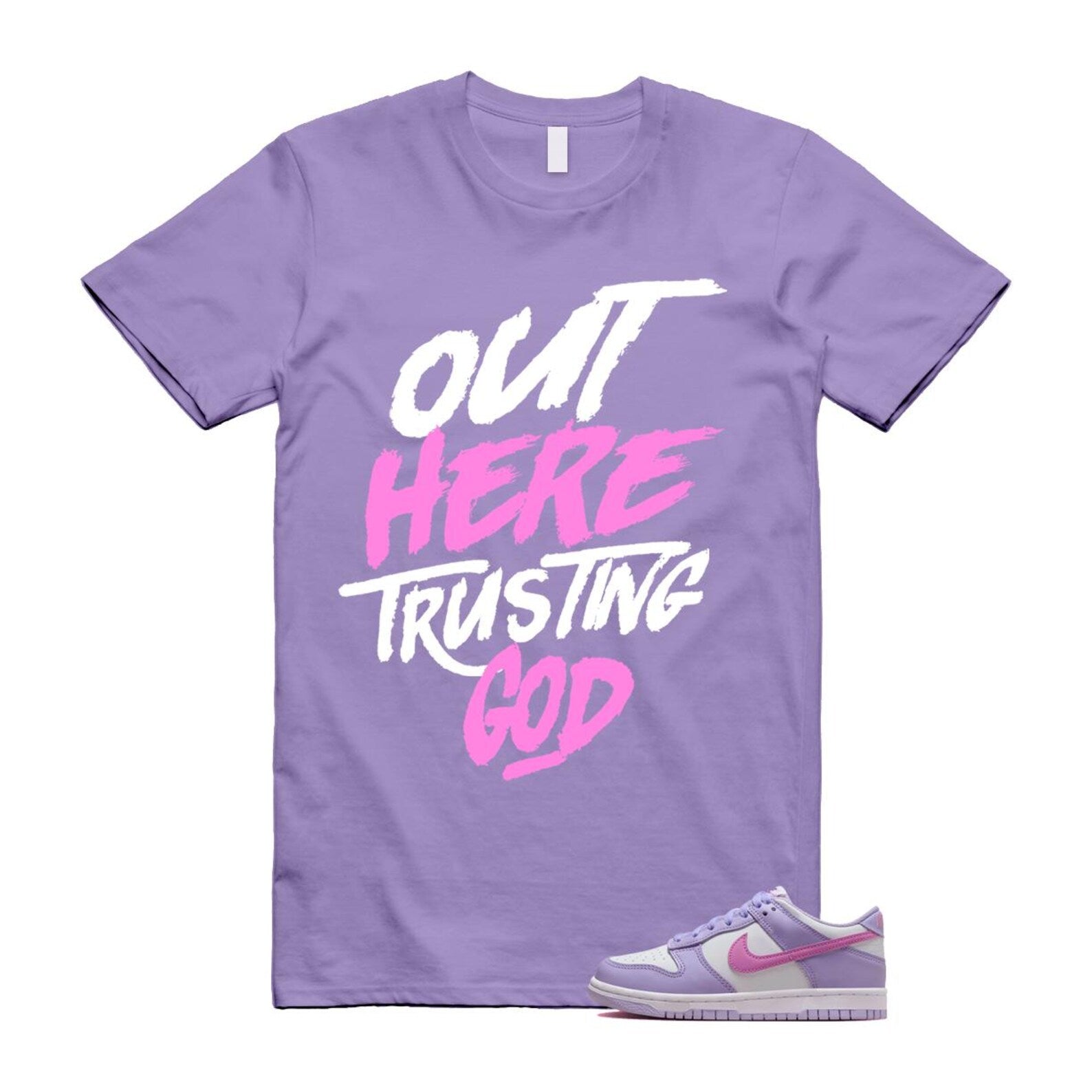Dunk Lilac Bloom Pink Purple White T Shirt Match TG HQ1185-161 T-Shirt, Sneaker Match Tee