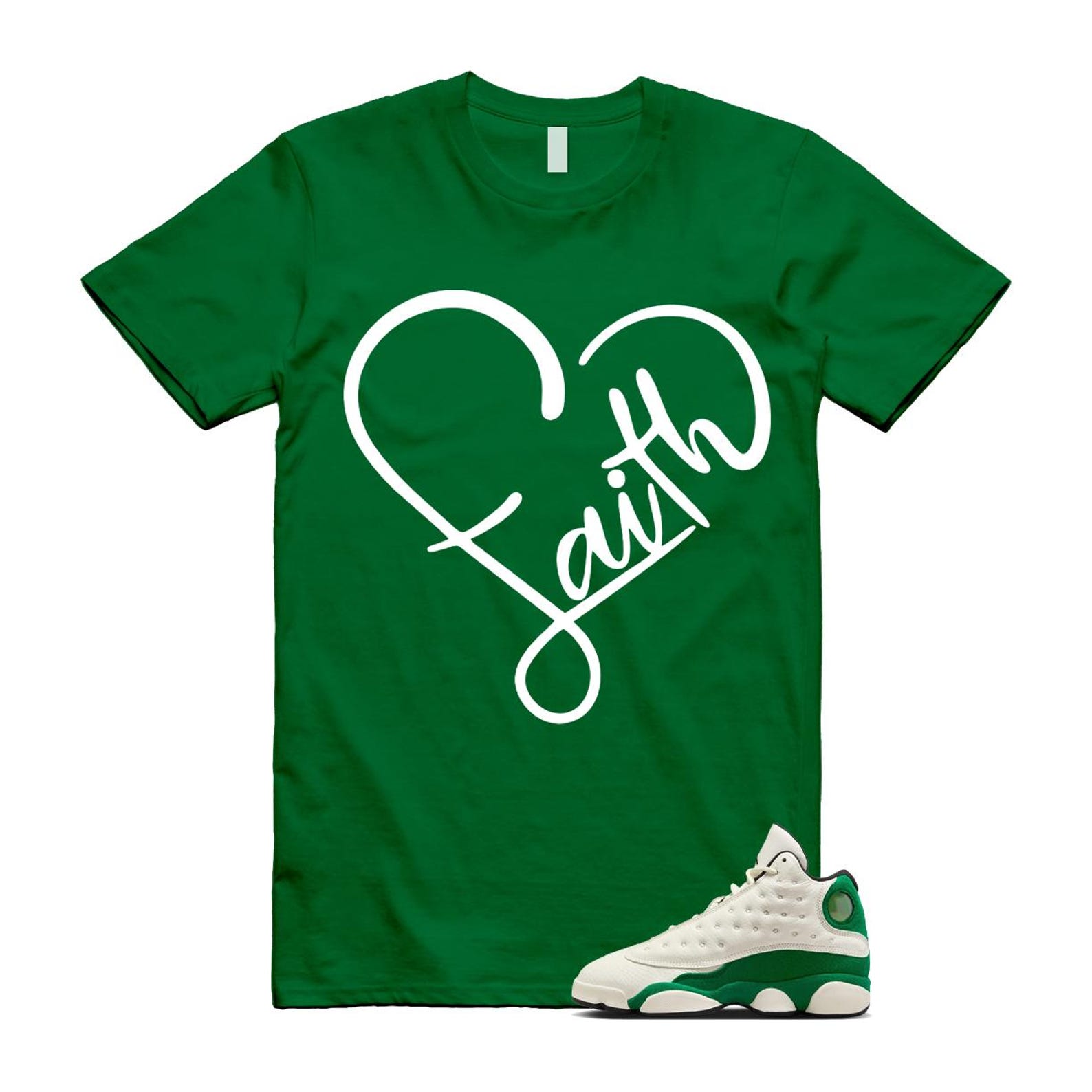 13 Pine Green White Black T Shirt Match FAITH HQ0779-103 T-Shirt, Sneaker Match Tee