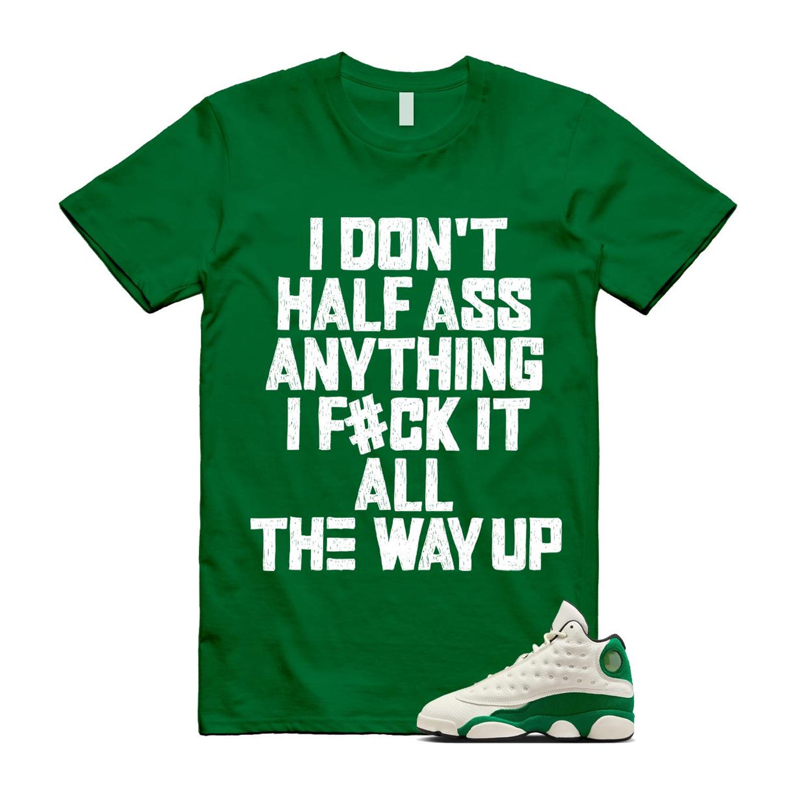 13 Pine Green White Black T Shirt Match HALF HQ0779-103 T-Shirt, Sneaker Match Tee