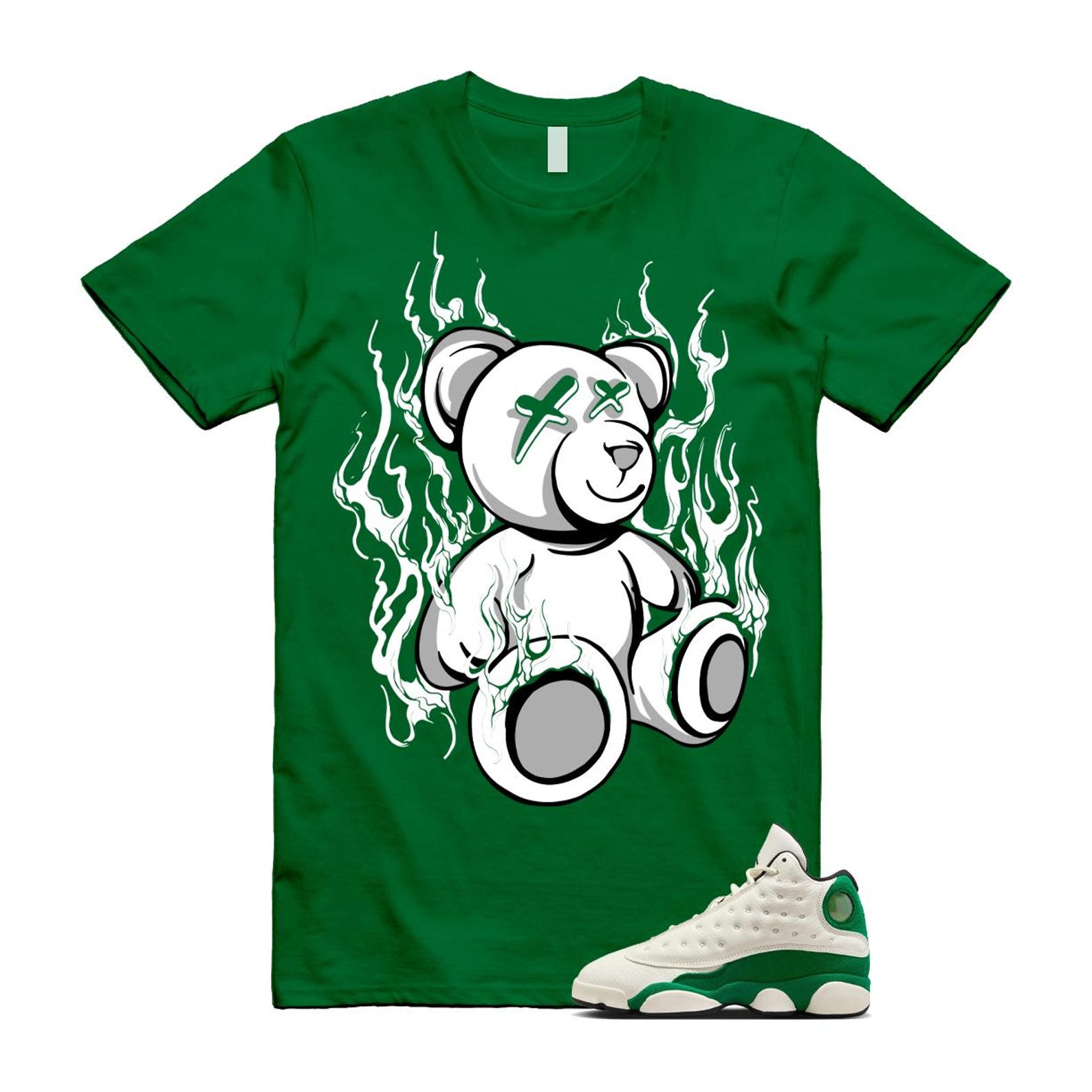 13 Pine Green White Black T Shirt Match LIT HQ0779-103 T-Shirt, Sneaker Match Tee