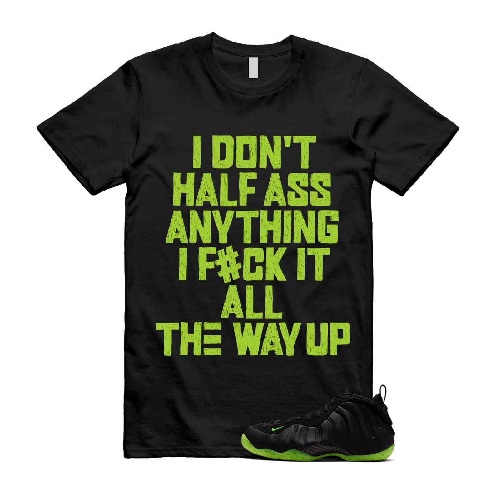 Foamposite Volt Black Air One T Shirt Match HALF HF2902-001 T-Shirt, Sneaker Match Tee